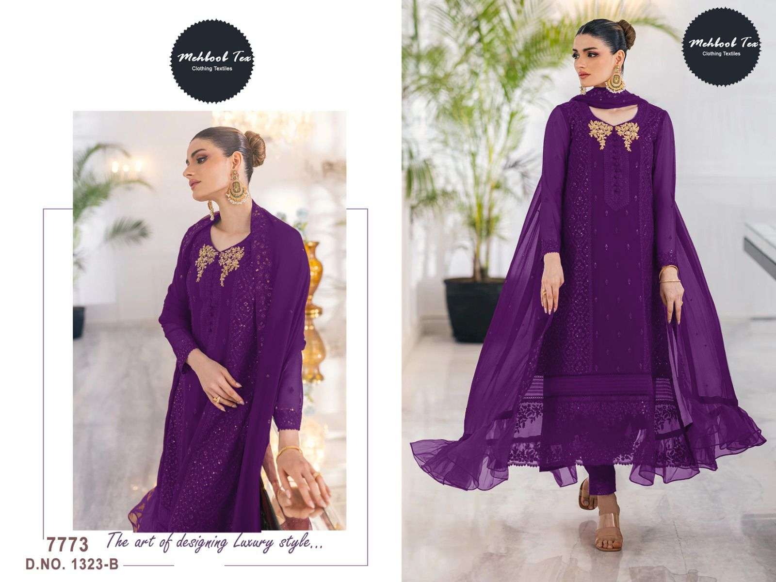MEHBOOB TEX D NO 1323 GEORGETTE FANCY EMBROIDERED SUIT