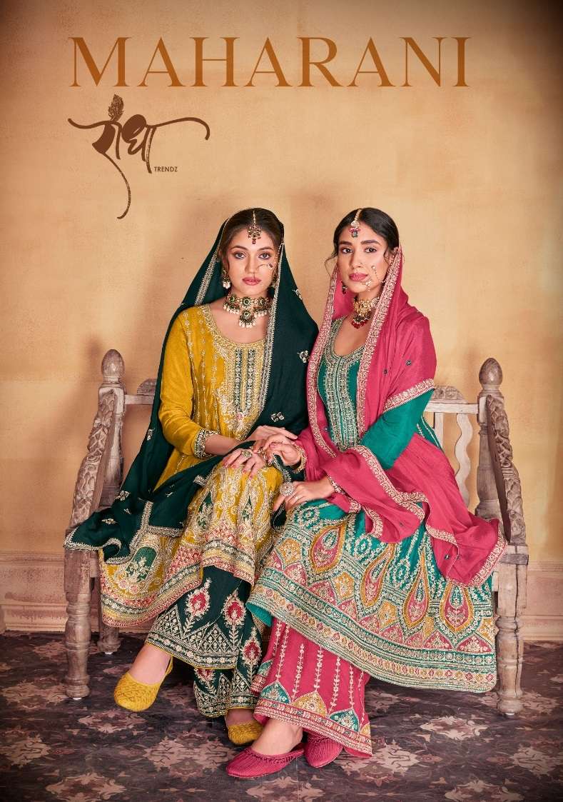 RADHA TRENDZ MAHARANI CHINON WITH HEAVY DESIGNER SUIT
