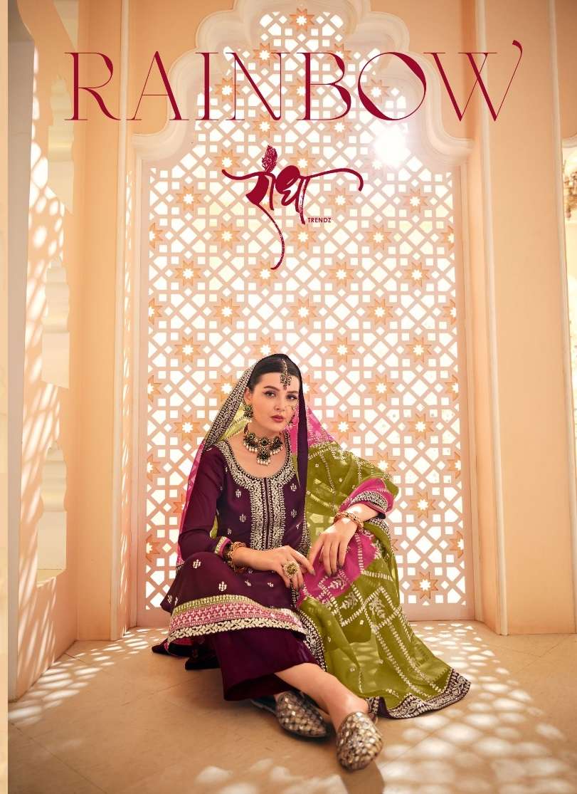 RADHA TRENDZ RAINBOW HEAVY EMBROIDARY WORK  SUIT