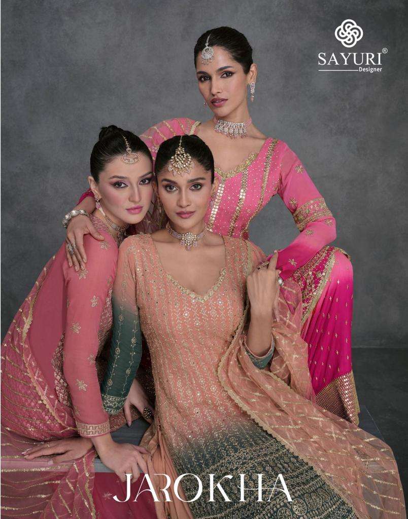 SAYURI DESIGNER JAROKHA WEDDING WEAR SHARARA SUIT