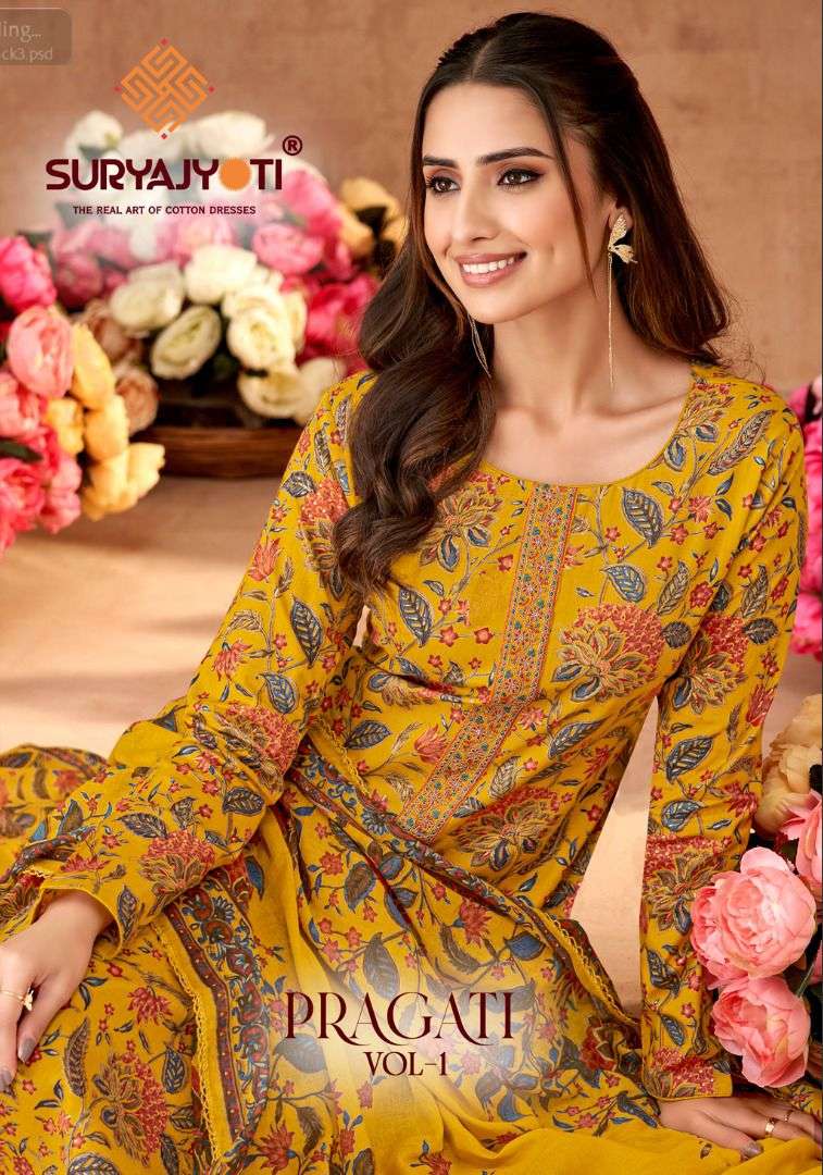 SURYAJYOTI PRAGATI VOL 1 COTTON FANCY WORK SALWAR SUIT
