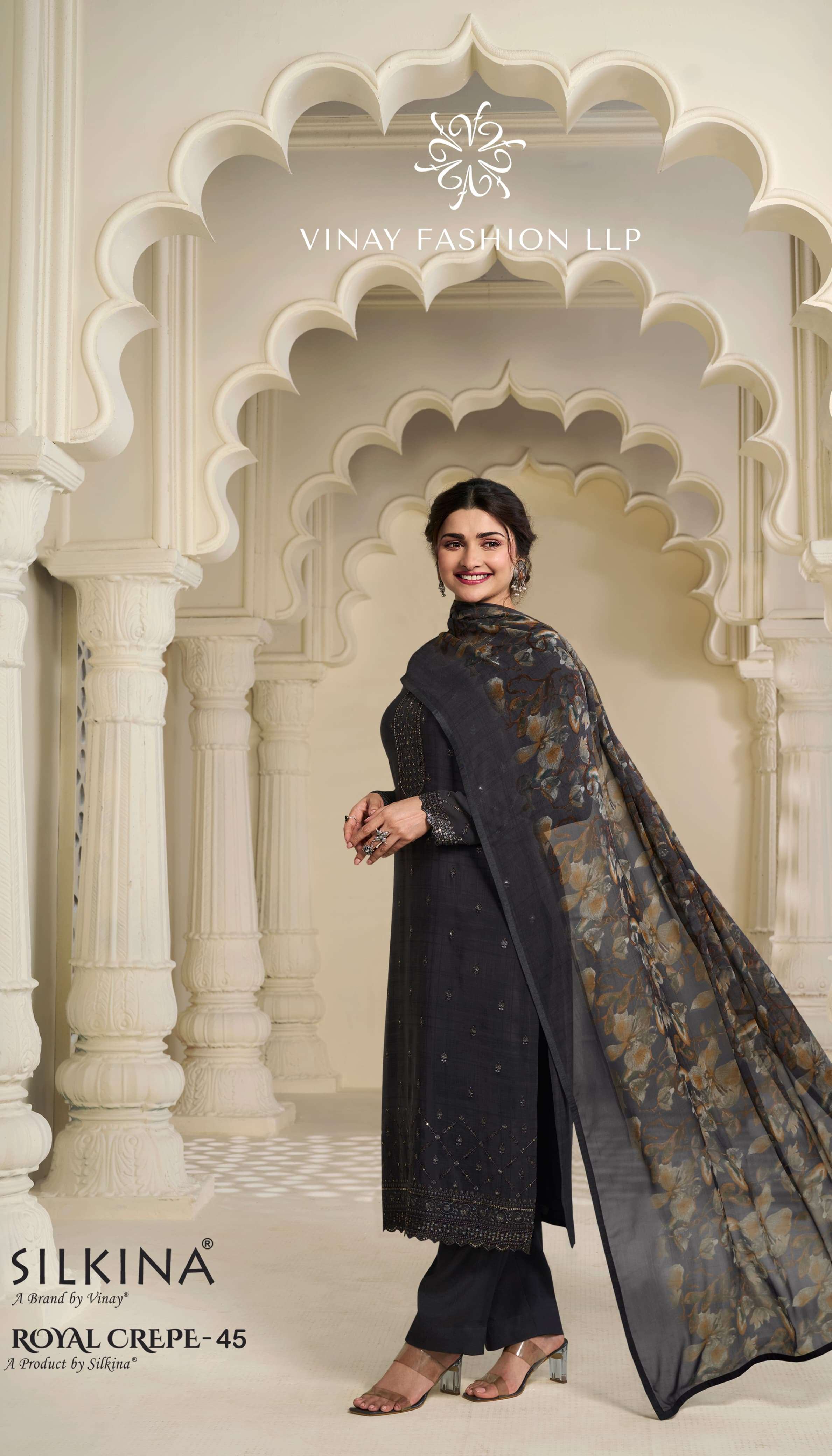 VINAY FASHION SILKINA ROYAL CREPE VOL 45 FANCY DESIGNER SUIT	