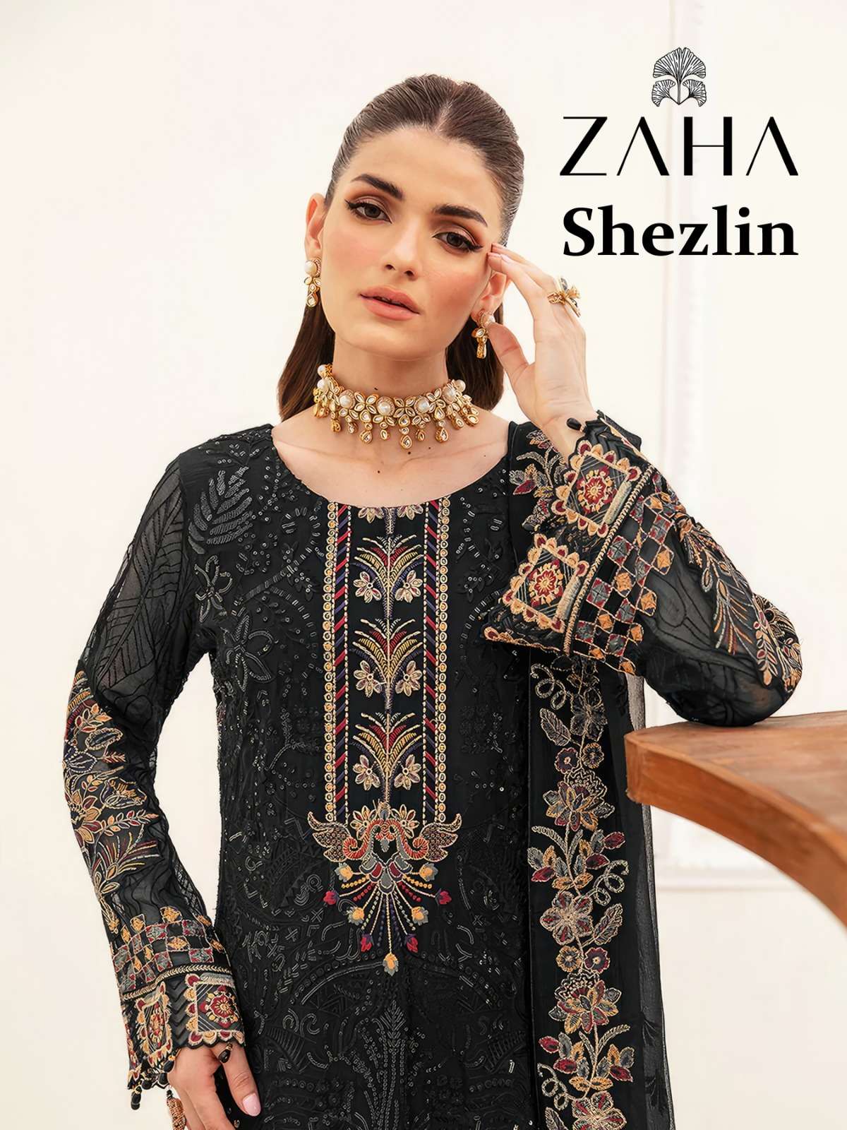 ZAHA SHEZLIN GEORGETTE EMBROIDERED SUIT