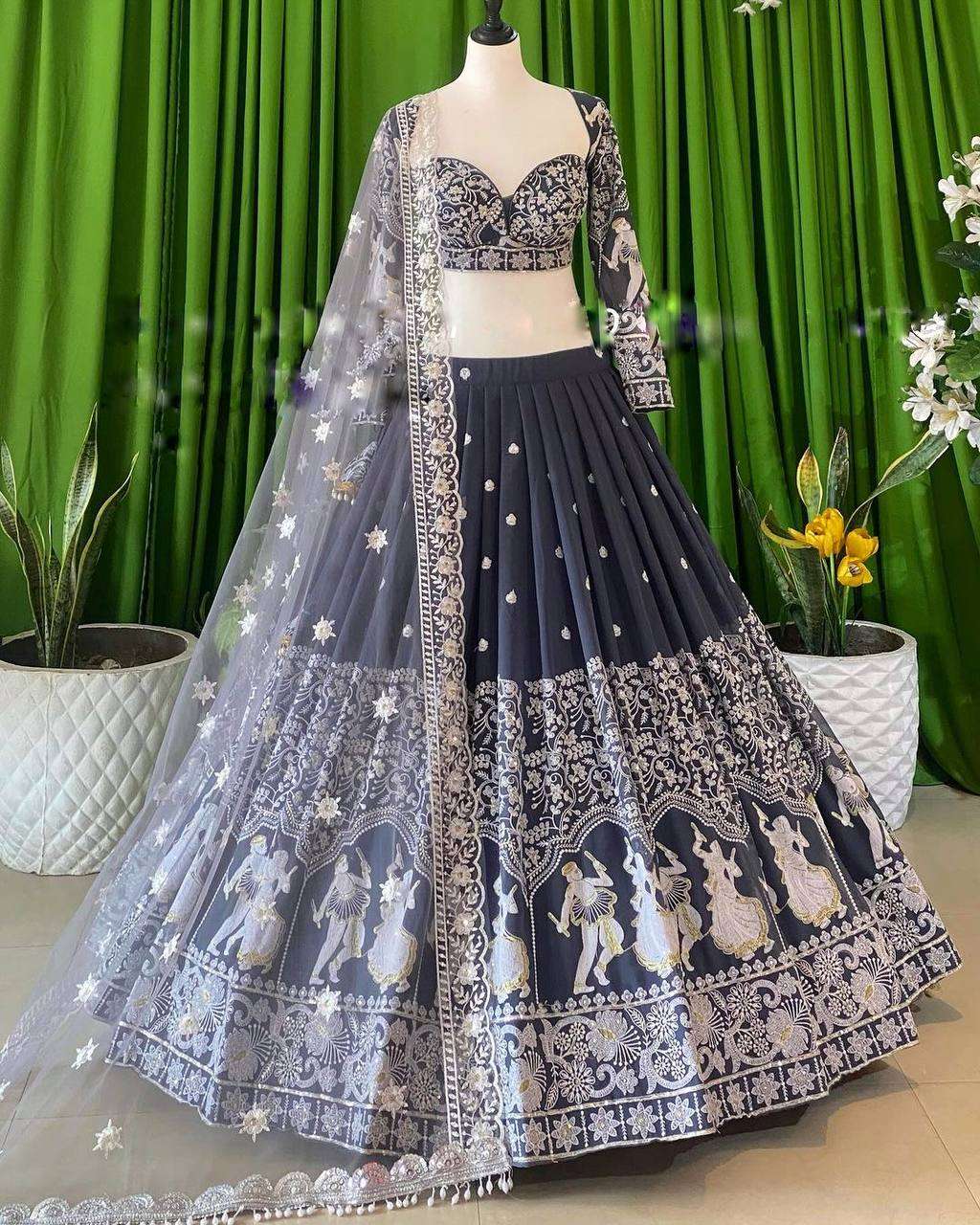 ZF 366 GREY LEHENGA CHOLI