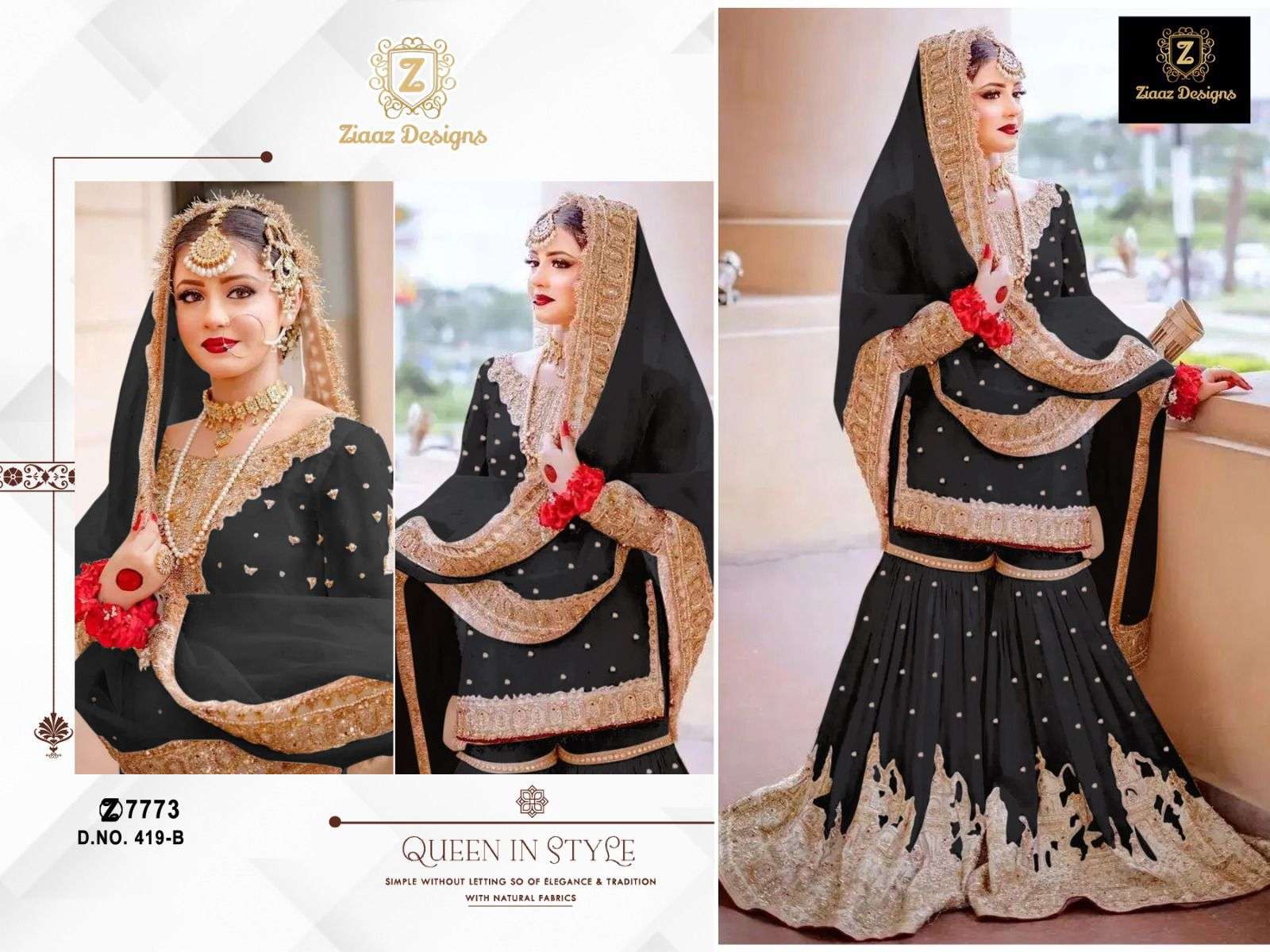 ZIAAZ DESIGNS CODE 419 GEORGETTE SHARARA SUIT
