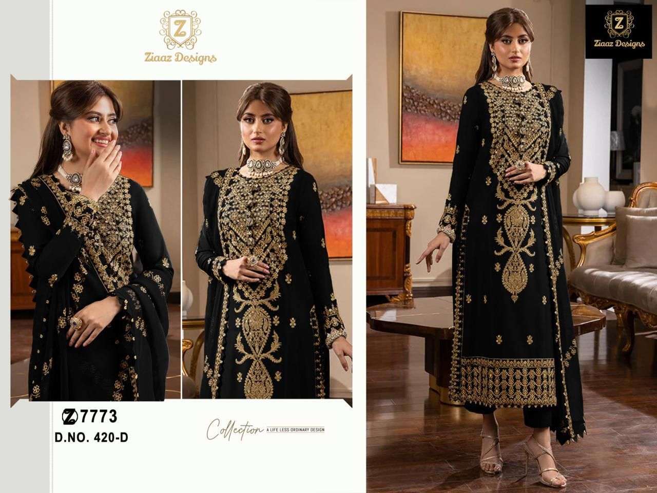 ZIAAZ DESIGNS CODE 420 GEORGETTE HEAVY EMBROIDERED SUIT