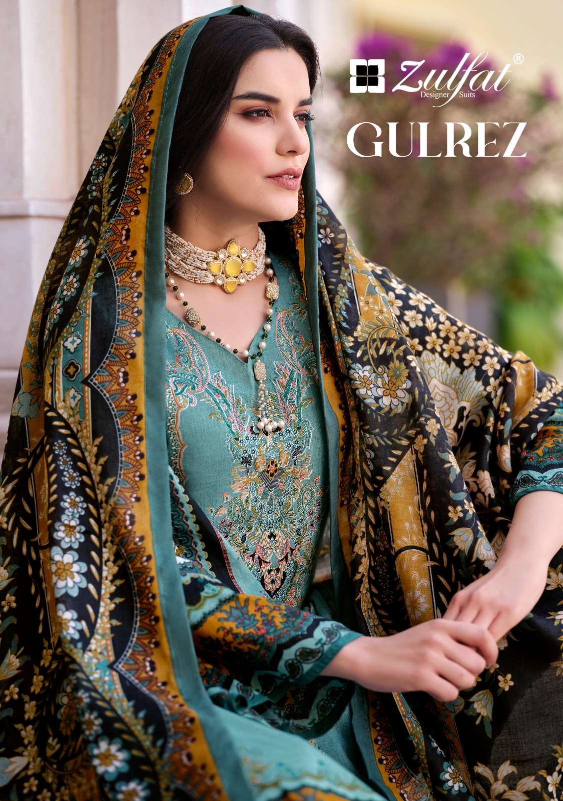 ZULFAT DESIGNER SUITS GULREZ COTTON FANCY WORK SUIT