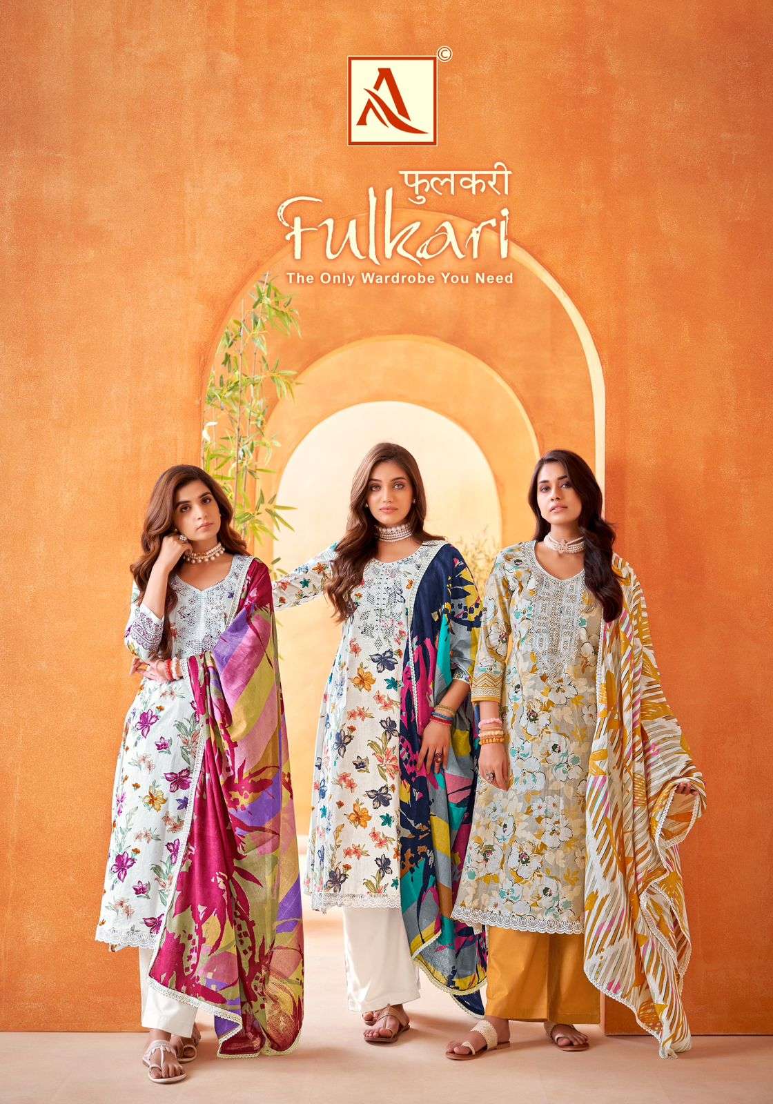 ALOK SUITS FULKARI COTTON FLORAL PRINTS FANCY WORKS SUIT