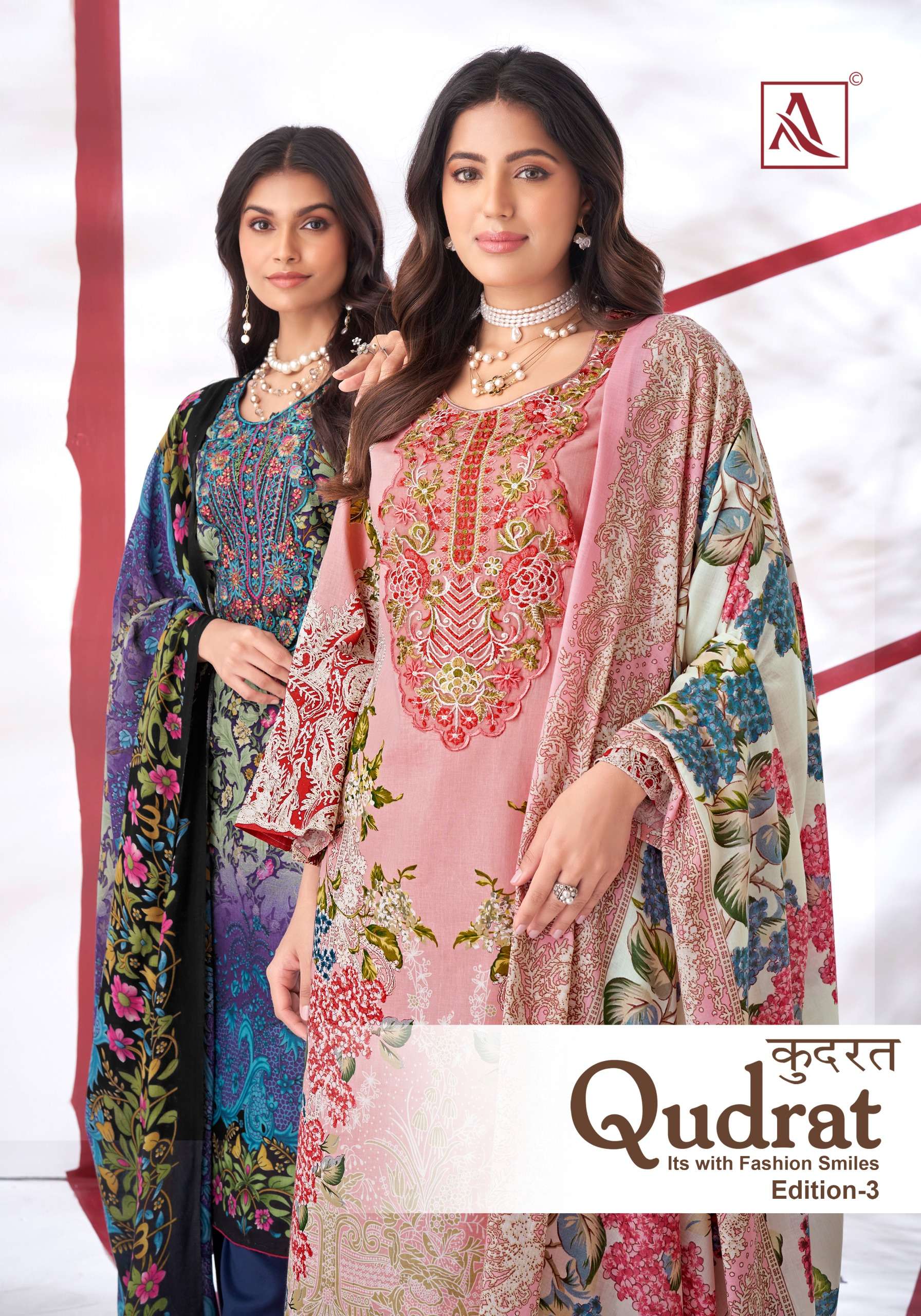 ALOK SUITS QUDRAT EDITION VOL 3 COTTON PRINT WITH FANCY WORK SUIT