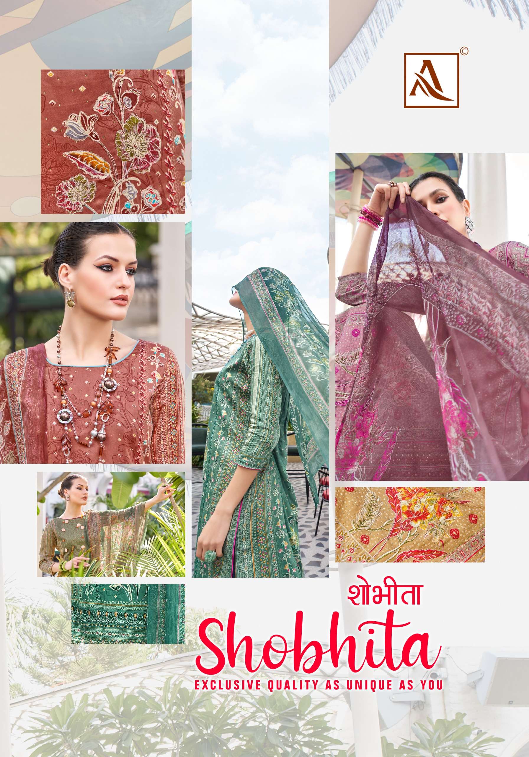 ALOK SUITS SHOBHITA JAM COTTON FANCY WORK SUIT