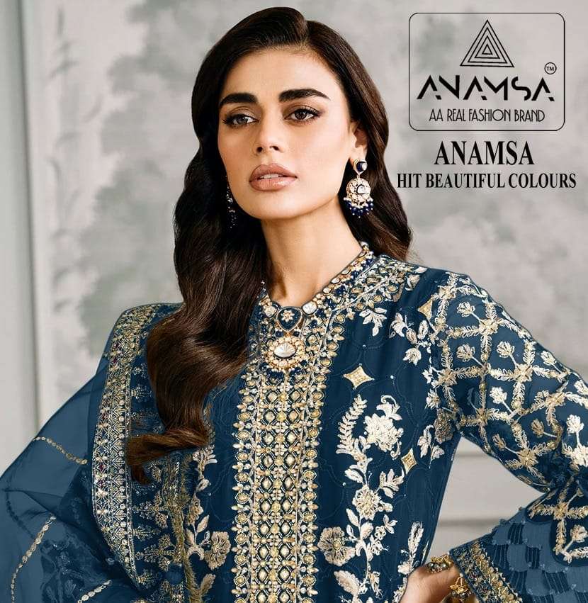 ANAMSA D NO 401 GEORGETTE EMBROIDERED SUIT