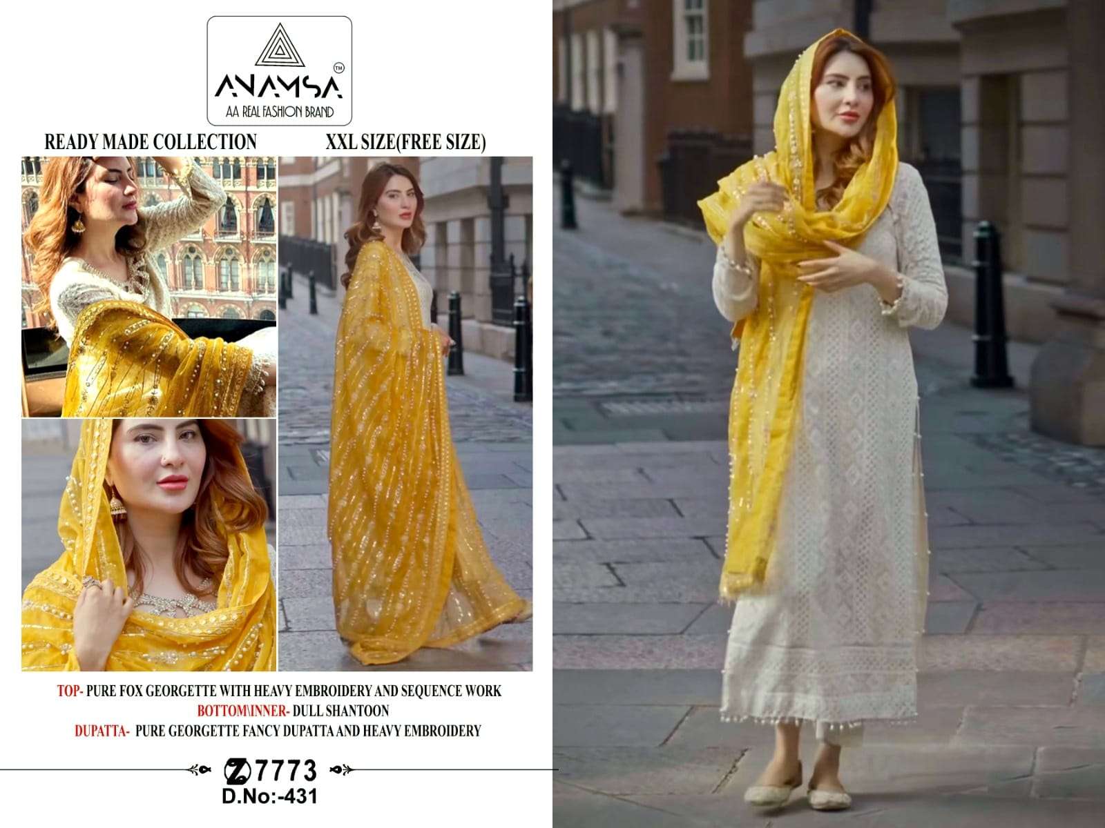 ANAMSA D NO 431 GEORGETTE FANCY EMBROIDERY SUIT