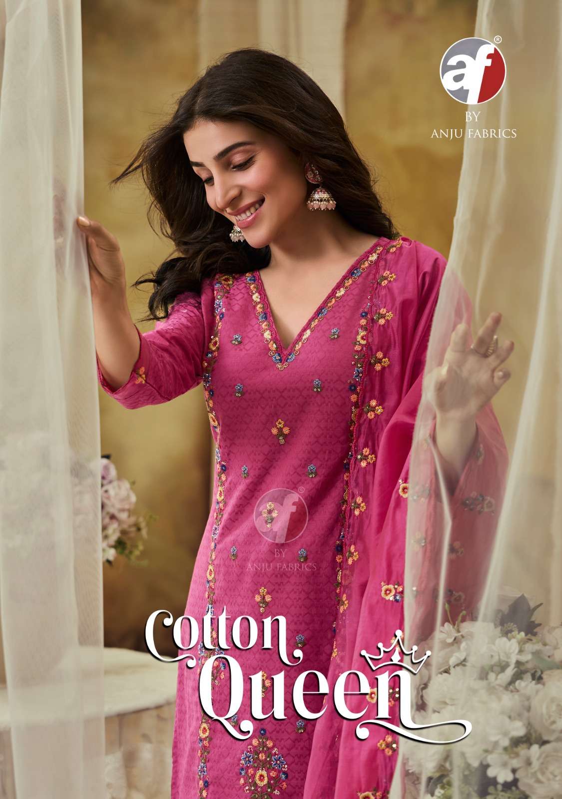 ANJU FABRICS COTTON QUEEN COTTON BEAUTIFUL DESIGNER SUIT