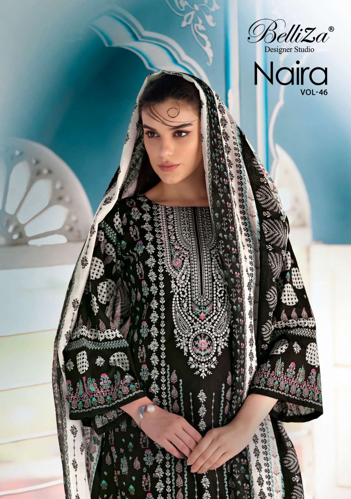 BELLIZA DESIGNER STUDIO NAIRA VOL 46 COTTON FANCY WORK SALWAR SUIT