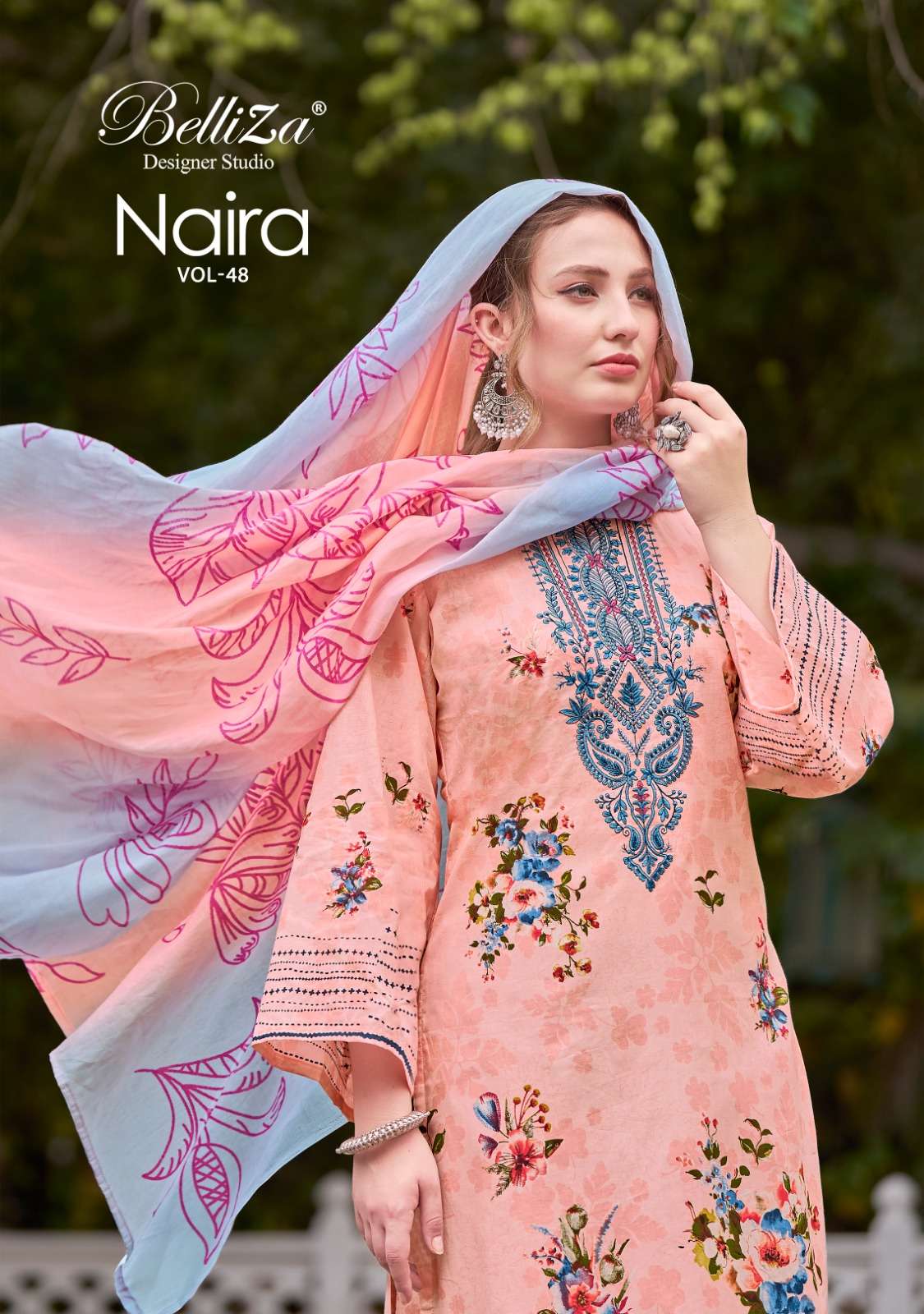 BELLIZA DESIGNER STUDIO NAIRA VOL 48 COTTON FANCY WORK SALWAR SUIT