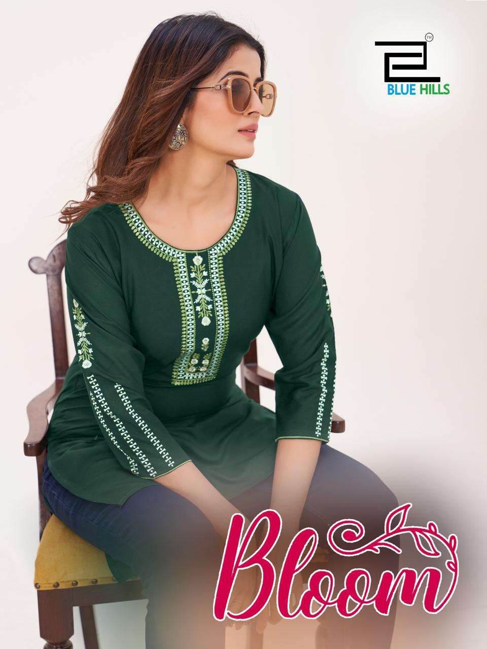BLUE HILLS BLOOM RAYON FANCY SHORT KURTI