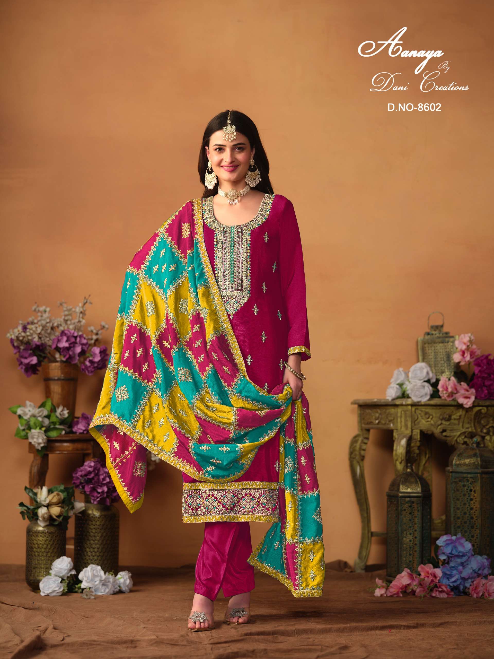 DANI CREATION AANAYA VOL 186 EMBROIDERY DESIGNER SILK SUIT