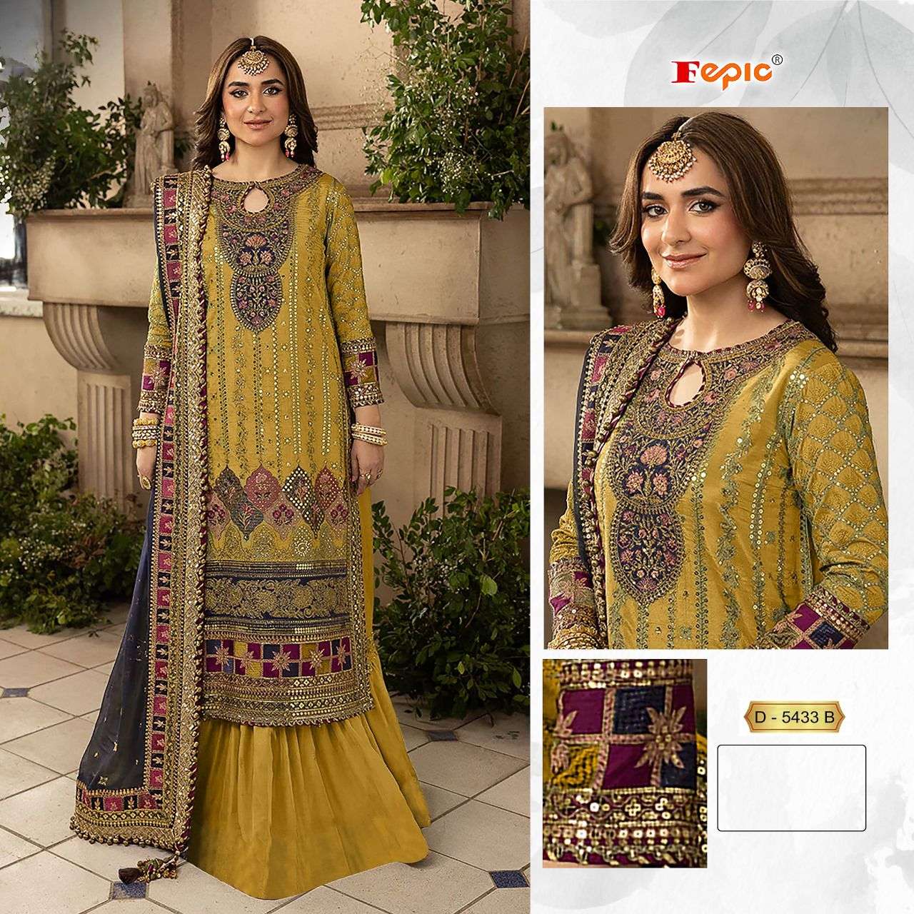 FEPIC ROSEMEEN D 5433 ORGANZA EMBROIDERED SUIT