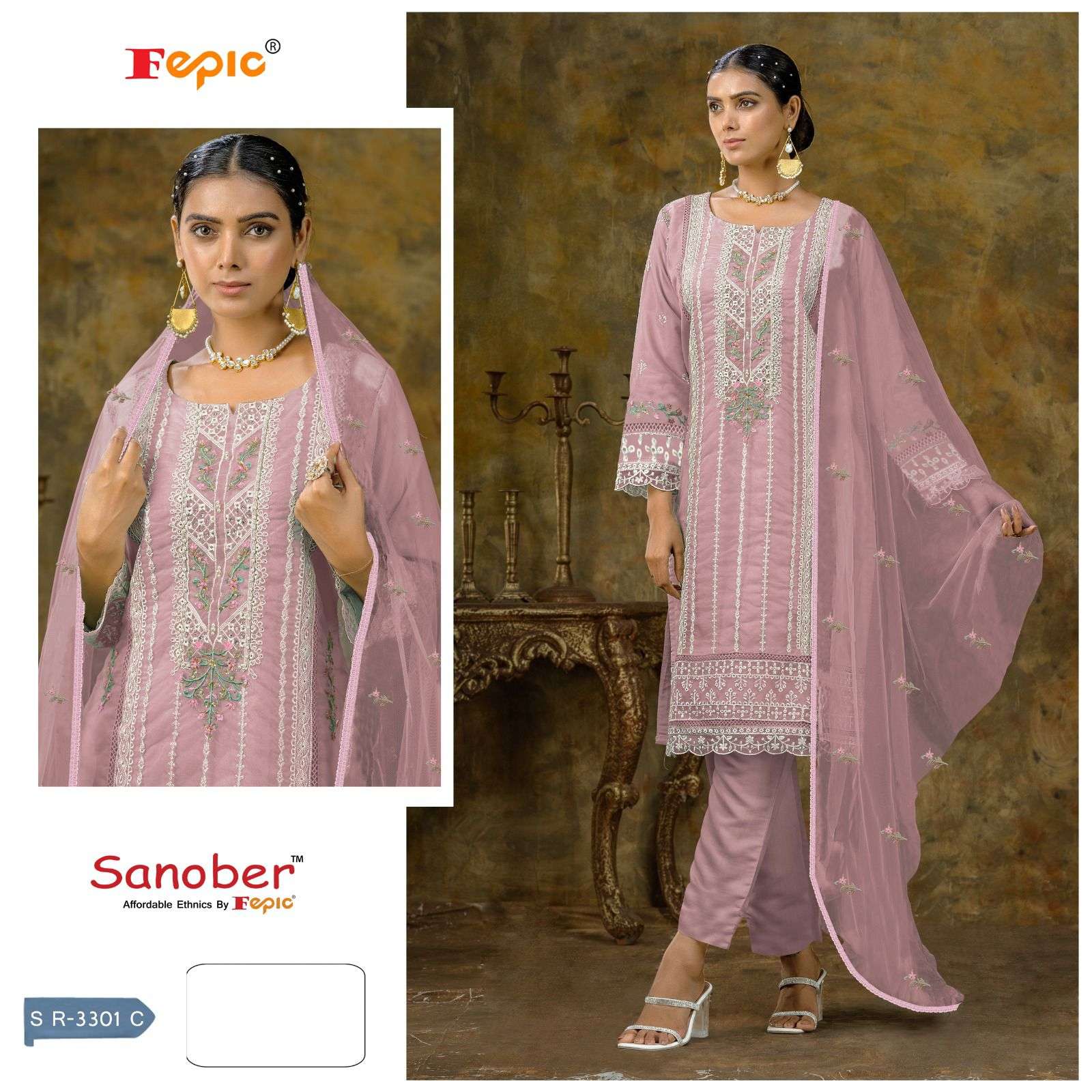 FEPIC SANOBER SR 3301 RAYON EMBROIDERD SUIT