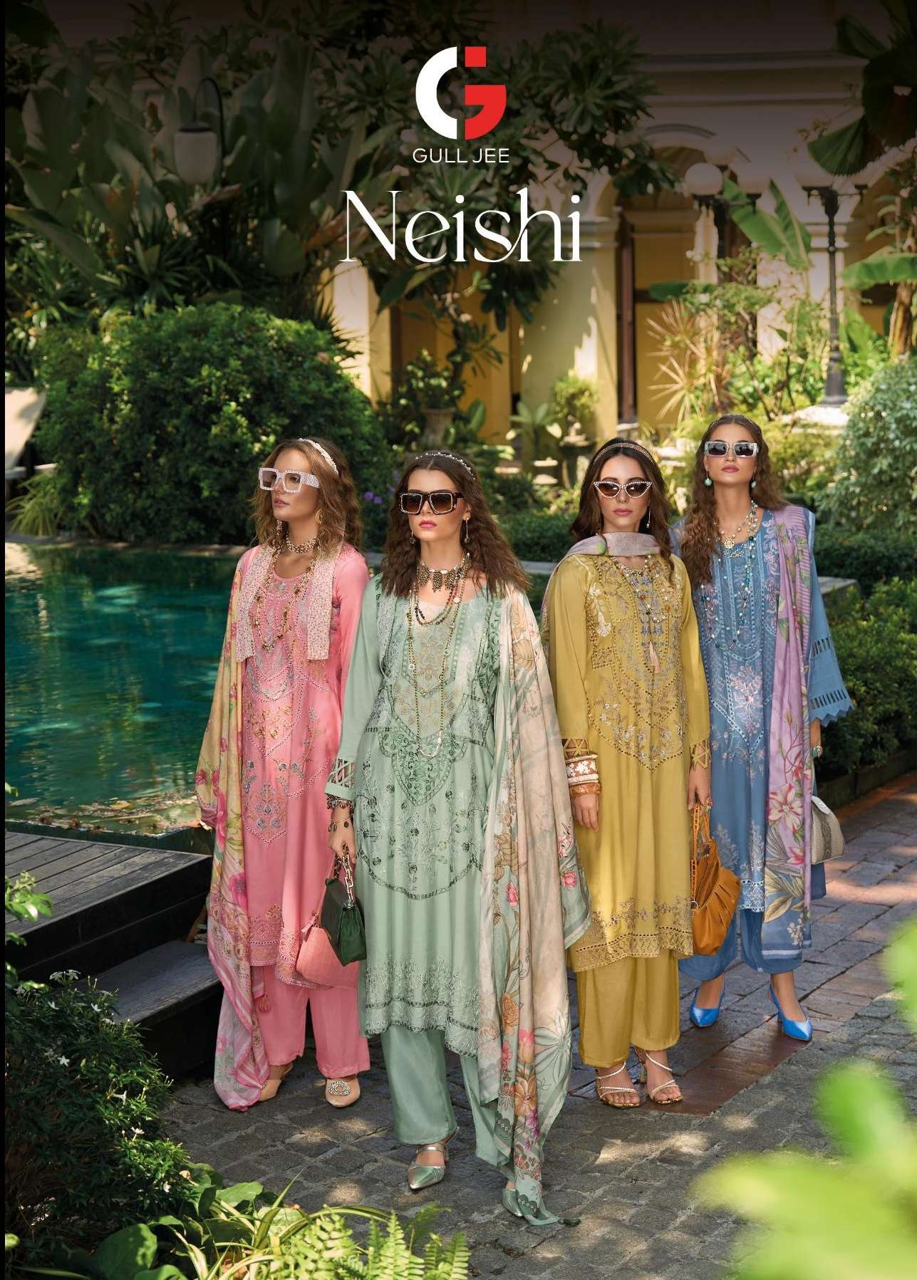 GULL JEE NEISHI MUSLIN HEAVY EMBROIDERY DESIGNER SUIT