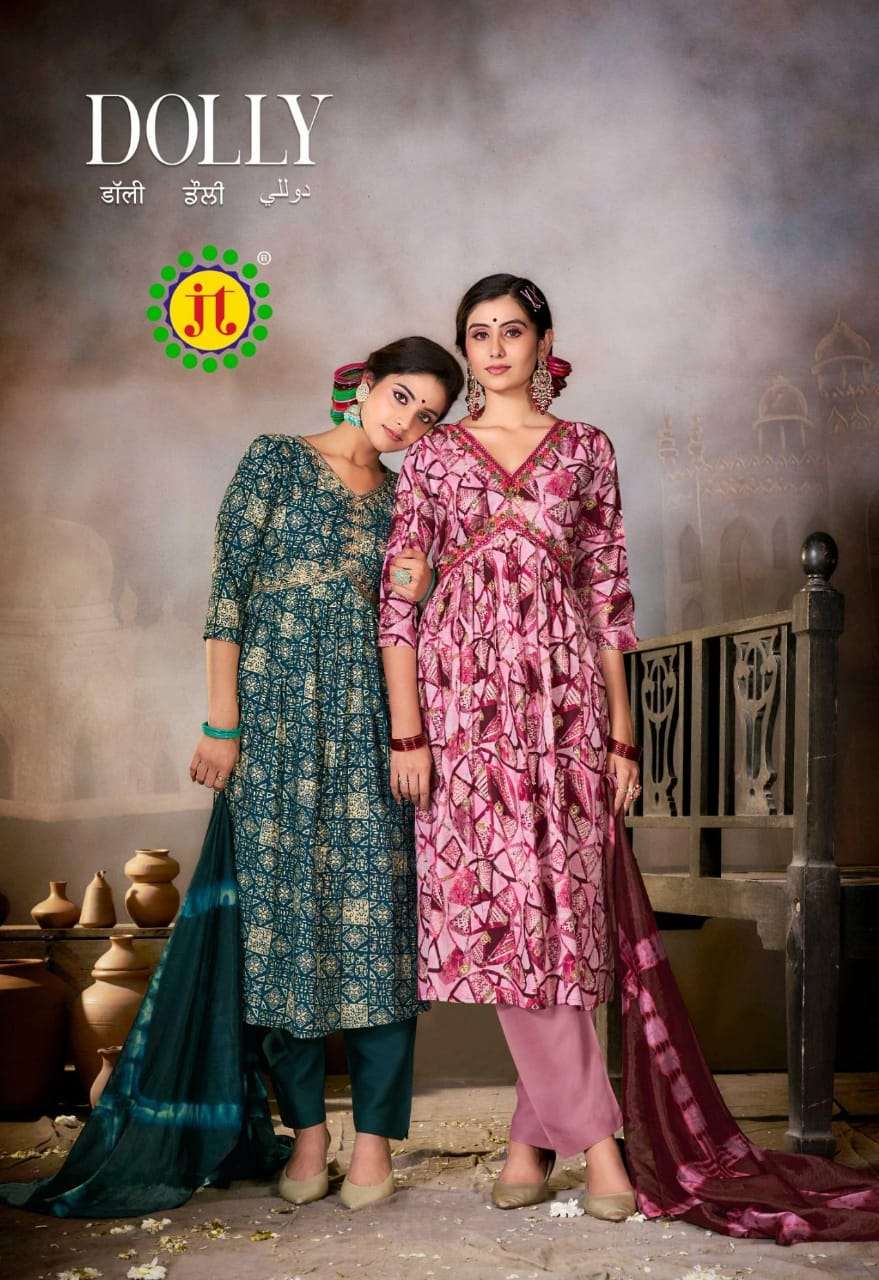 JT DOLLY RAYON ALIA CUT PATTERN KURTI COMBO SET 