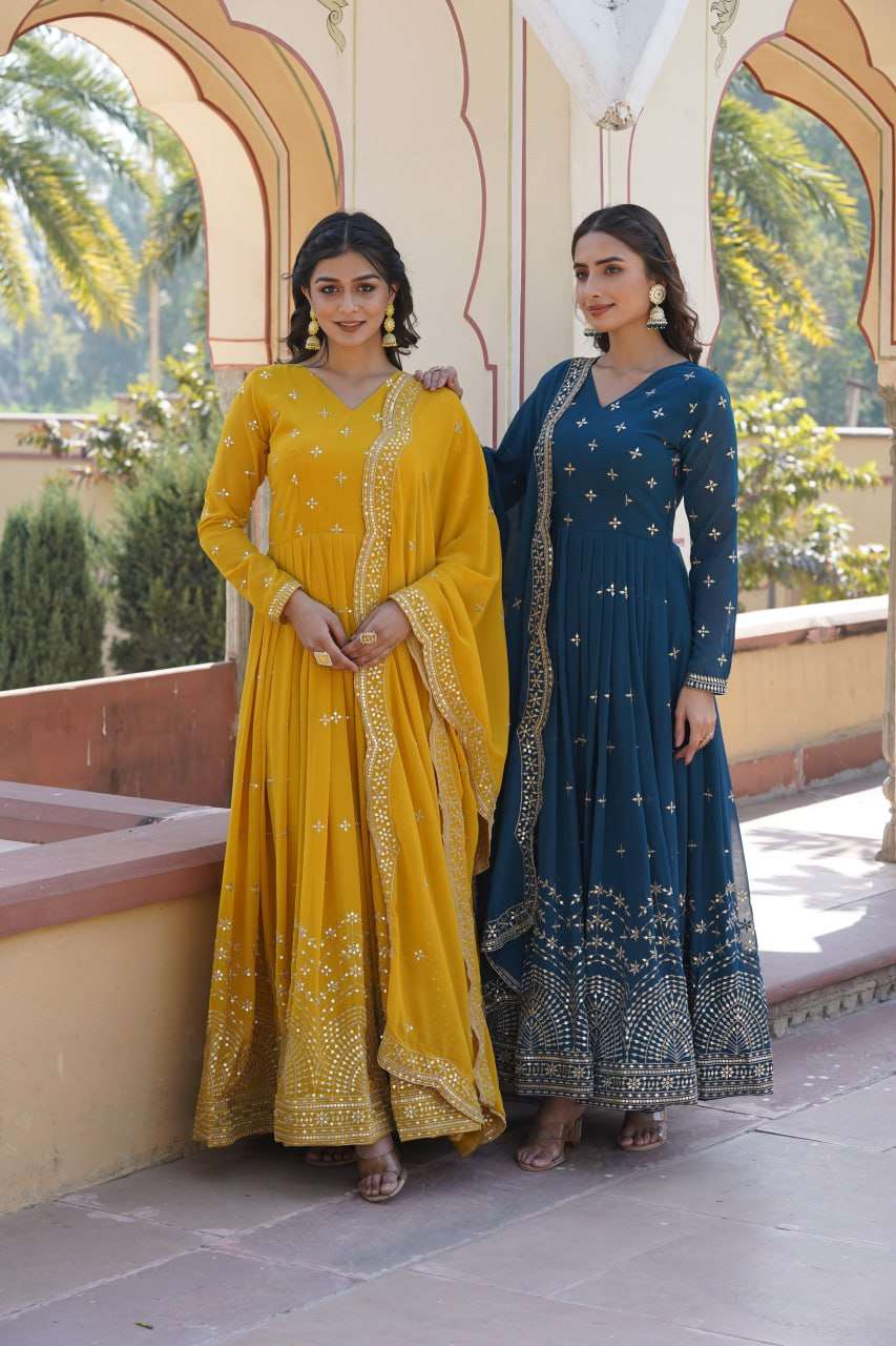 KA 1084 GOWN DUPATTA