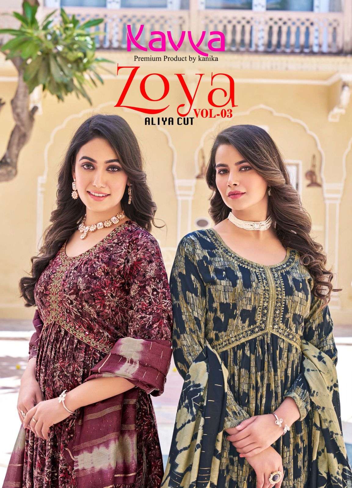 KAVYA ZOYA VOL 3 RAYON ALIA CUT STYLE FANCY KURTI COMBO SET 