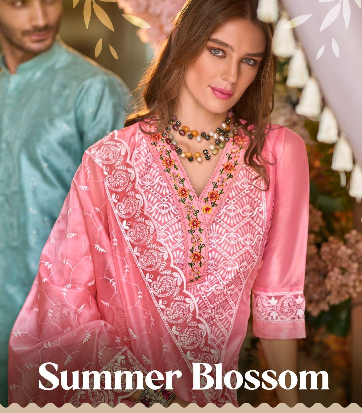 LILY AND LALI SUMMER BLOSSOM SCHIFFLI DESIGNER PARTY WEAR SUIT