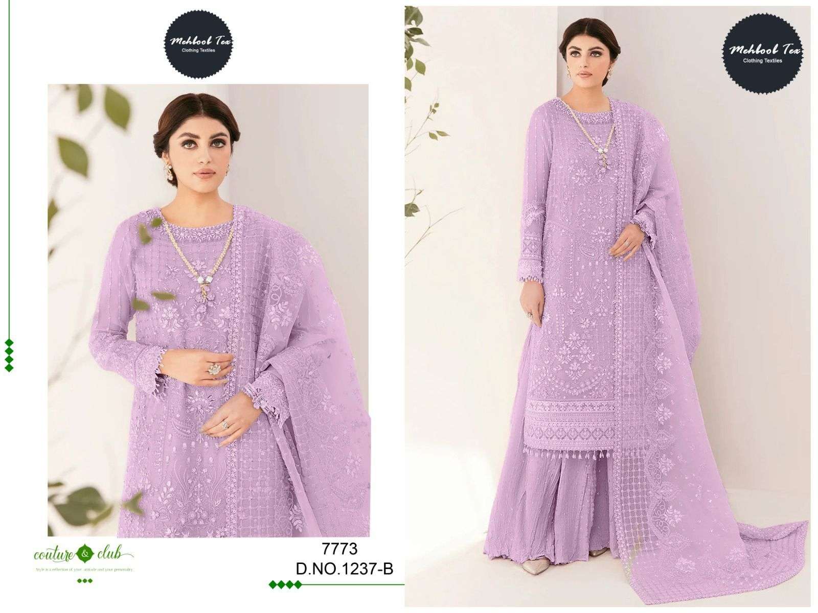 MEHBOOB TEX D NO 1237 ORGANZA EMBROIDERY DESIGNER SUIT