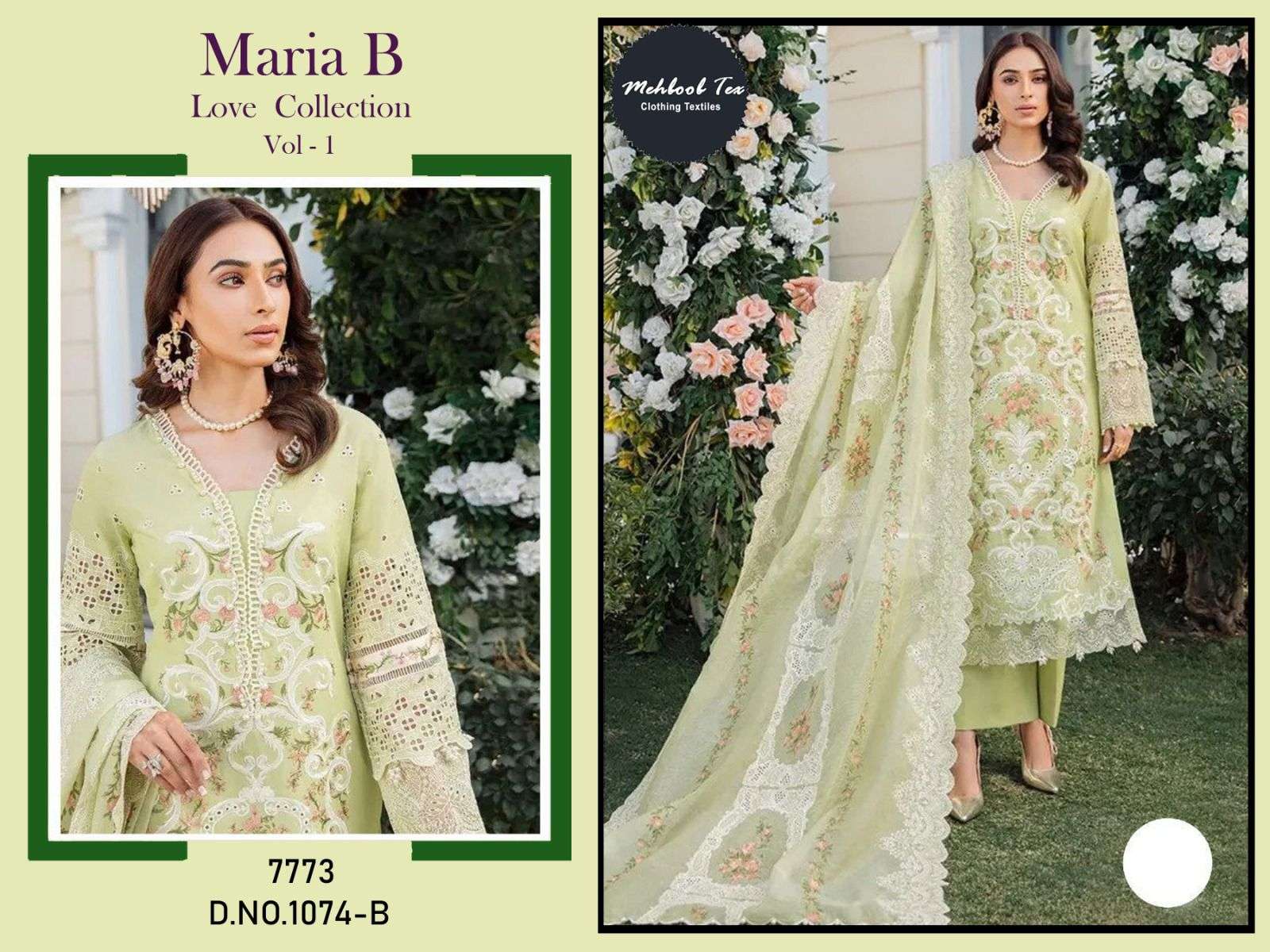 MEHBOOB TEX MARIA B LOVE COLLECTION COTTON FANCY DESIGNER SUIT