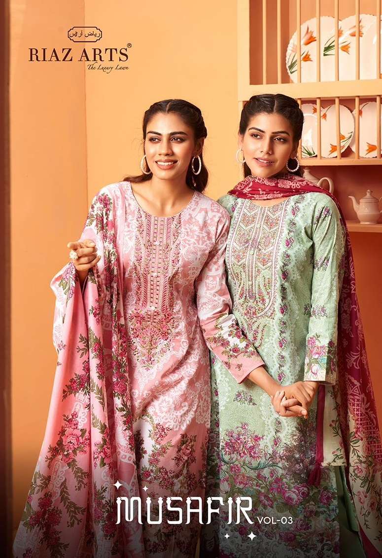 RIAZ ARTS MUSAFIR VOL 3 LAWN COTTON DIGITAL PRINT SUIT