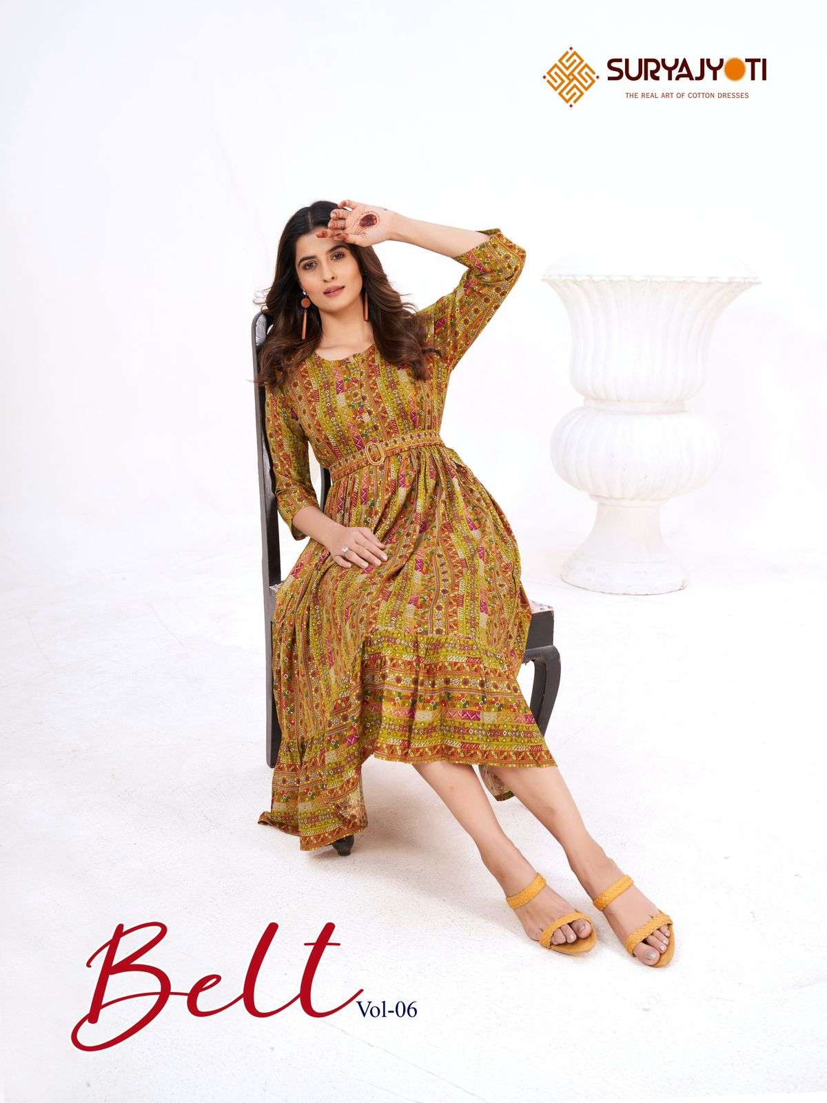 SURYAJYOTI BELT VOL 6 RAYON PRINT MIDI GOWN