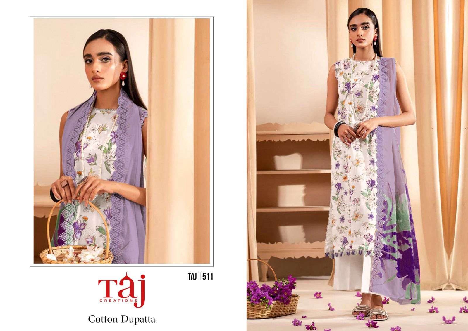 TAJ CREATION D NO 510 & 511 COTTON FANCY SALWAR KAMEEZ 