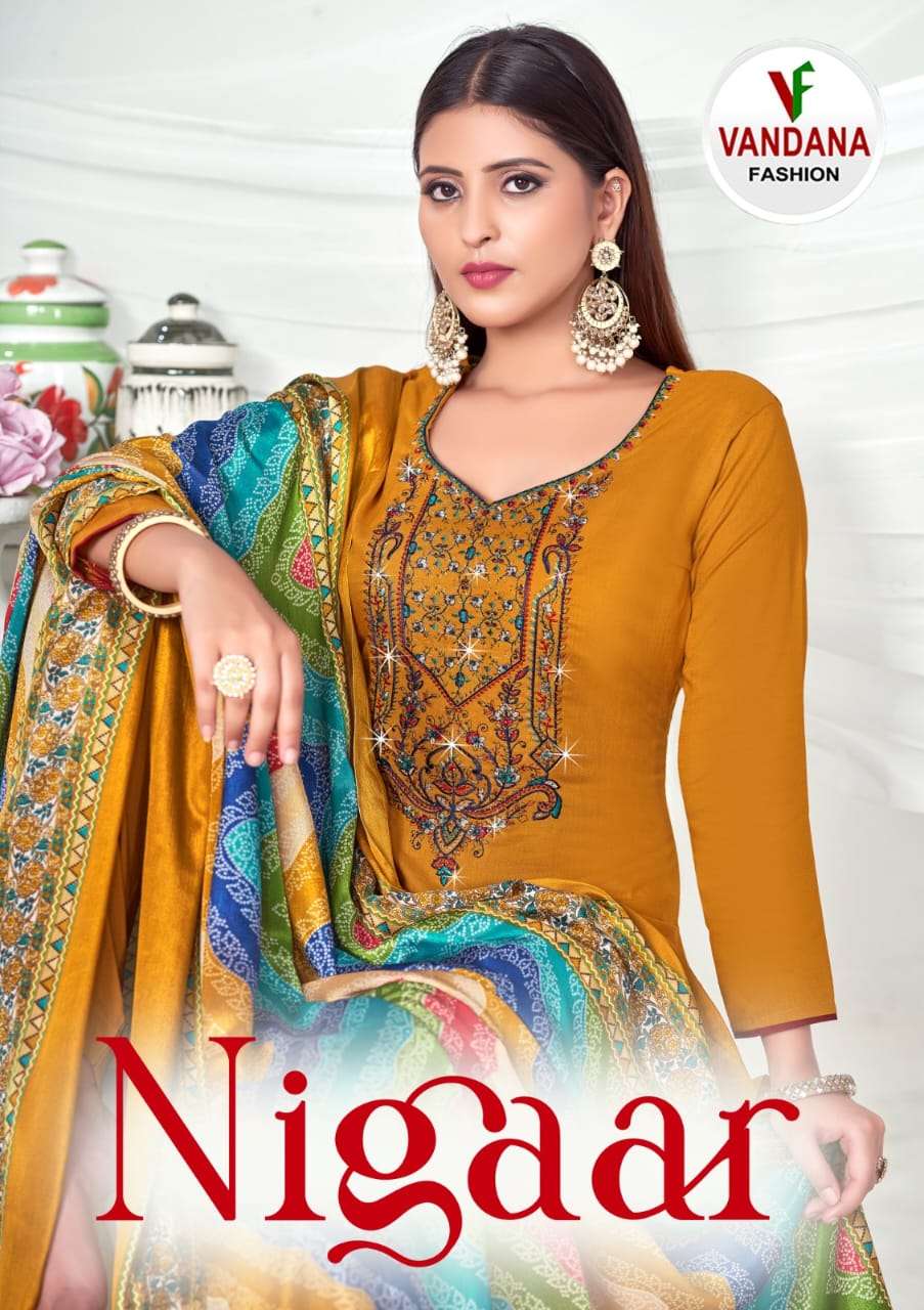 VANDANA FASHION NIGAAR VOL 5 RAYON FANCY WORK SUIT