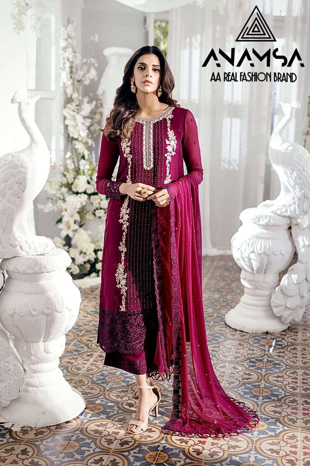 ANAMSA D NO 445 GEORGETTE DESIGNER SUIT
