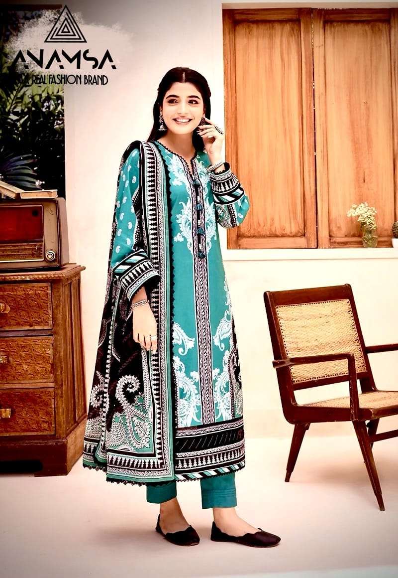 ANAMSA D NO 453 COTTON FANCY EMBROIDERY SUIT