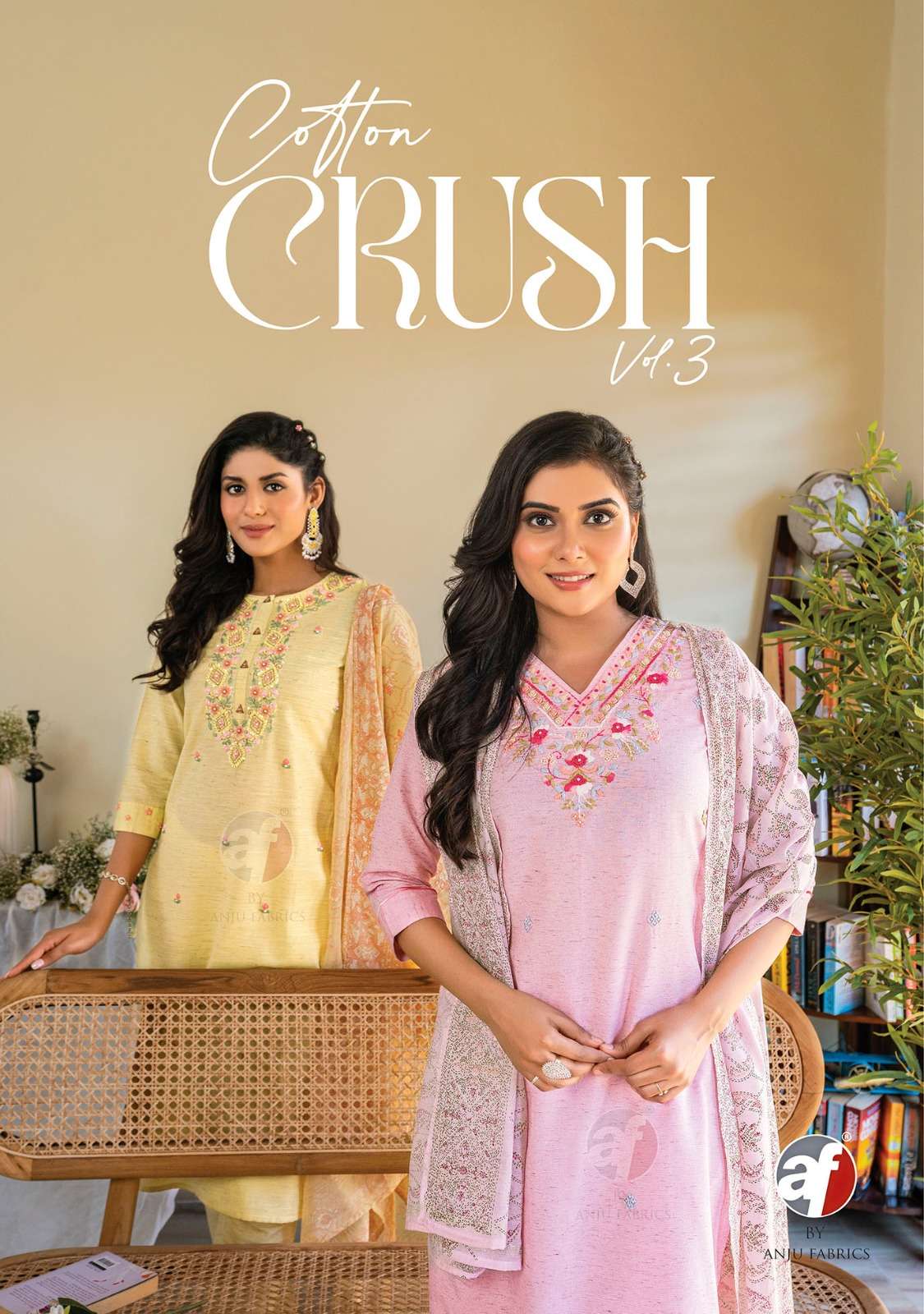 ANJU FABRICS COTTON CRUSH VOL 3 COTTON DESIGNER KURTI COMBO SET 