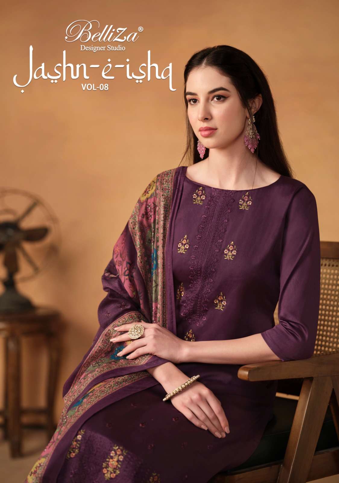 BELLIZA DESIGNER STUDIO JASHN E ISHQ VOL 8 JAM COTTON FANCY WORK SUIT