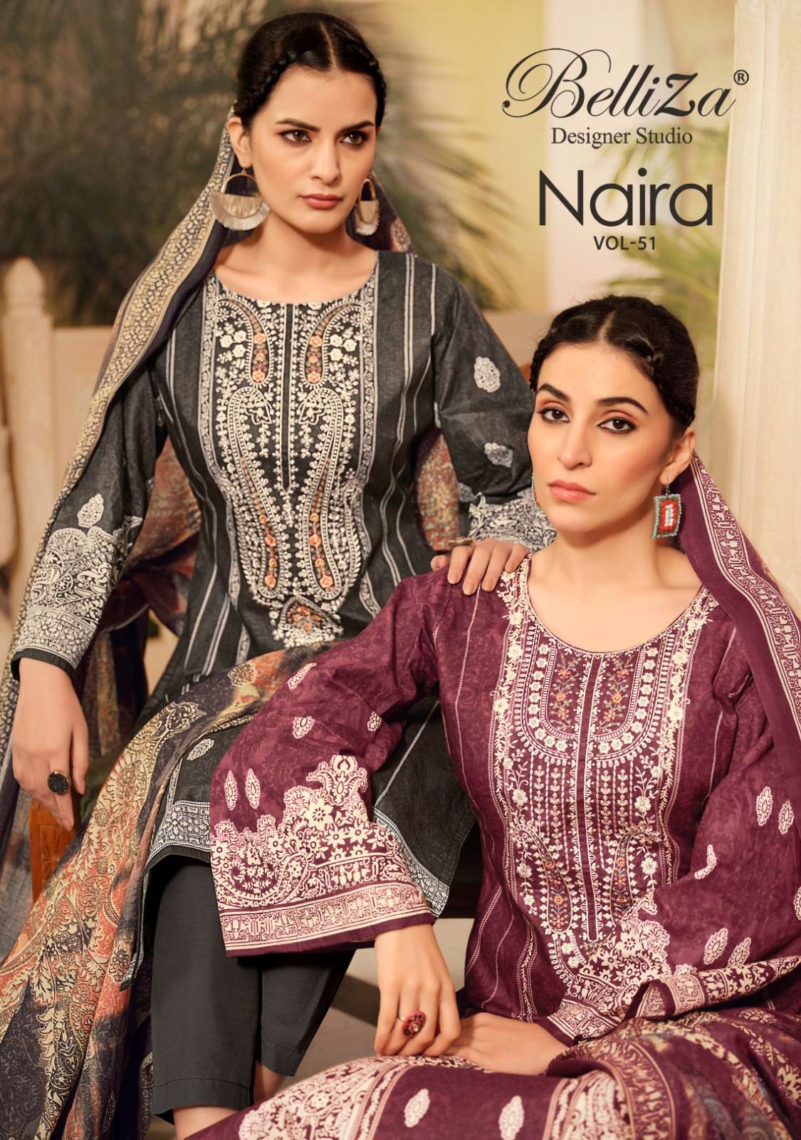 BELLIZA DESIGNER STUDIO NAIRA VOL 51 COTTON FANCY WORK SUIT
