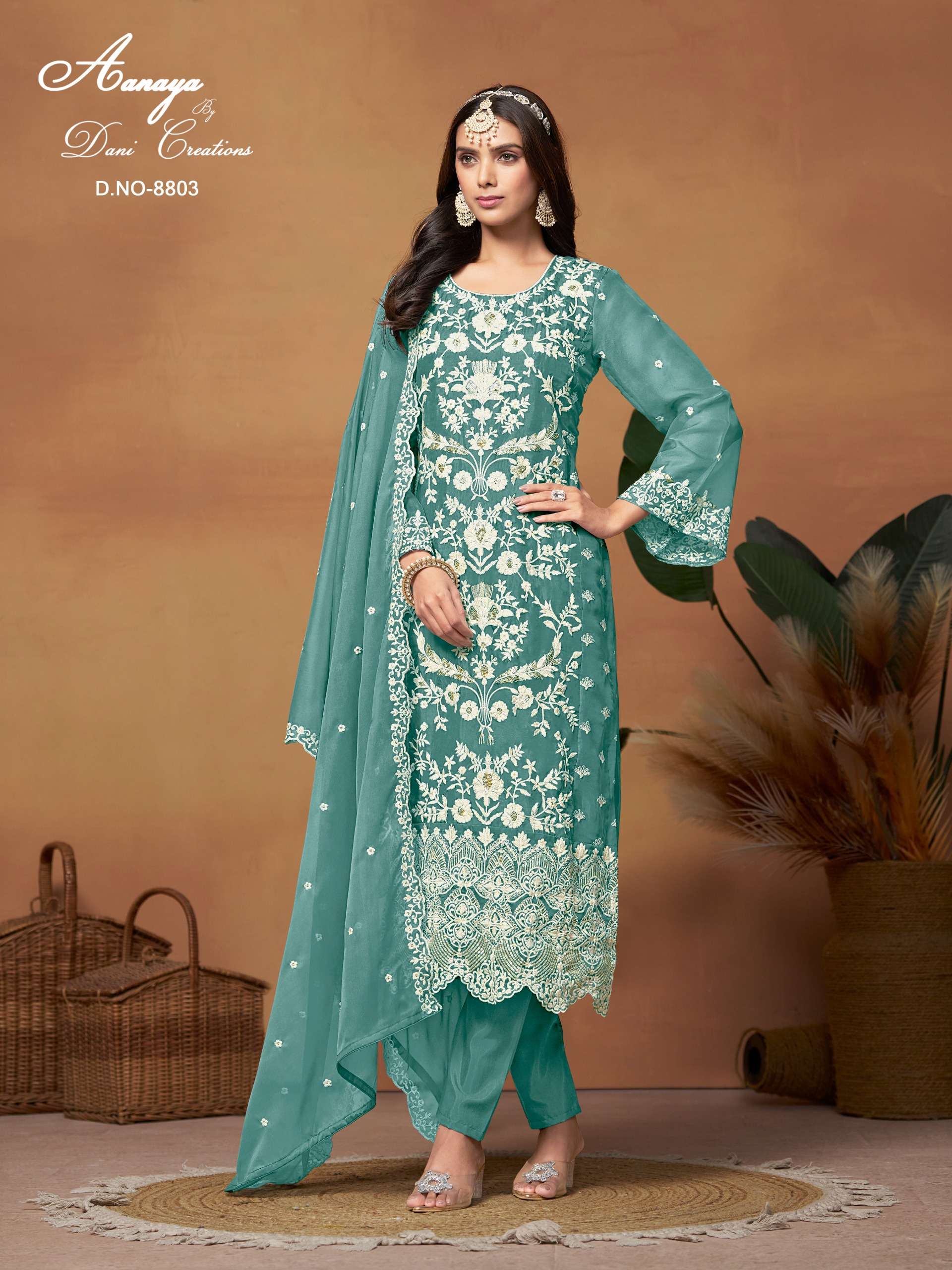  DANI CREATION AANAYA VOL 188 ORGANZA EMBROIDERY DESIGNER SUIT