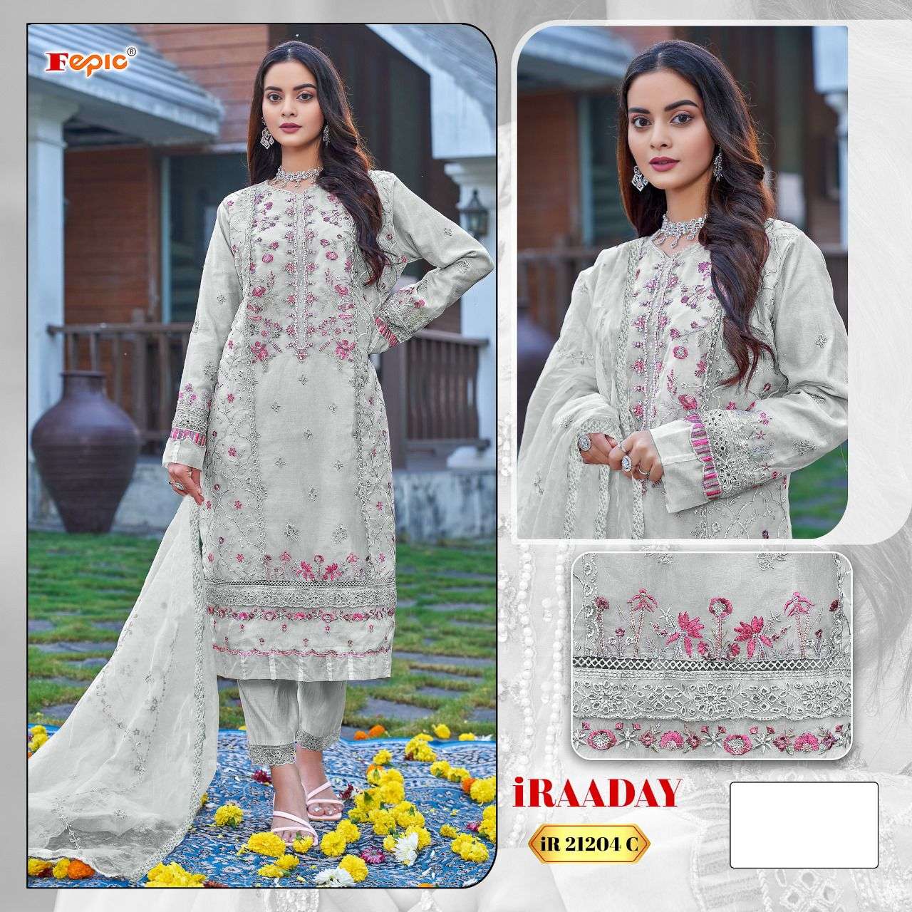 FEPIC iRAADAY IR 21024 ORGANZA FANCY EMBROIDERY DESIGNER SUIT