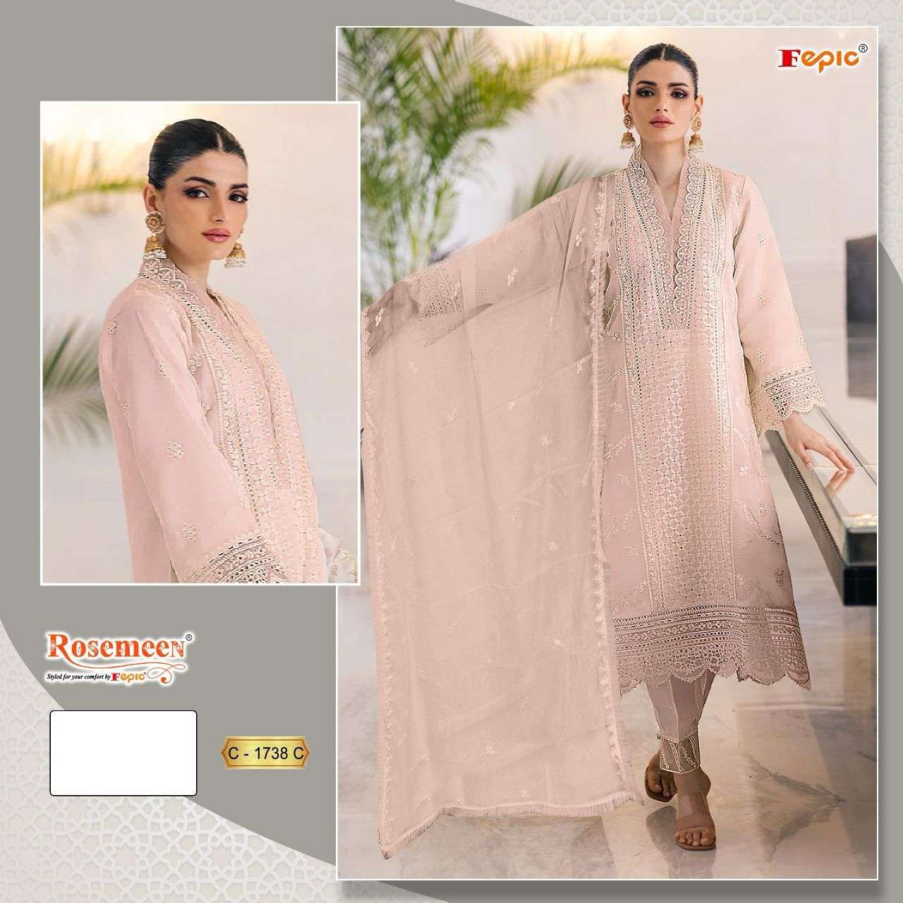 FEPIC ROSEMEEN  C 1738 FANCY ORGANZA DESIGNER SUIT