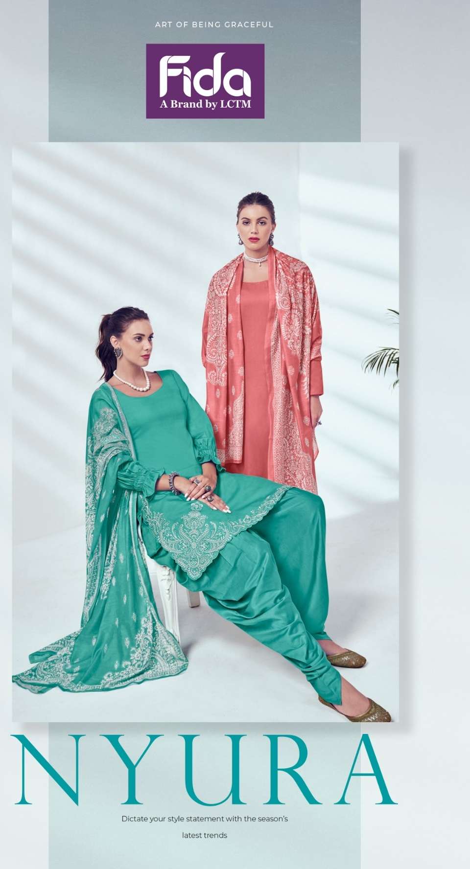 FIDA NYURA SATIN COTTON PREMIUM EMBROIDERY WORK SUIT