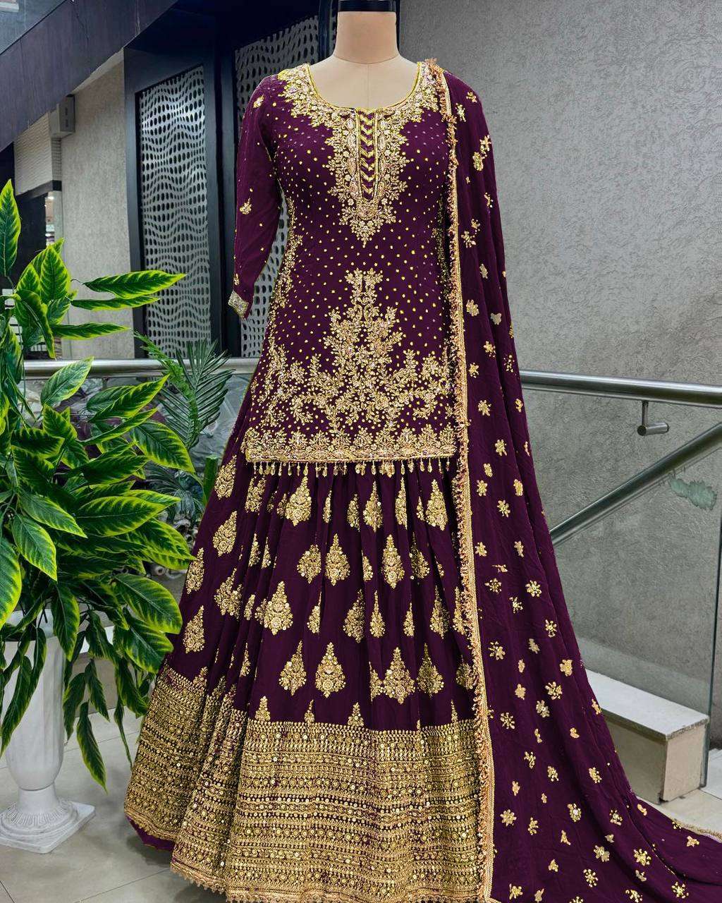 NSR 806 WINE SHARARA SUIT