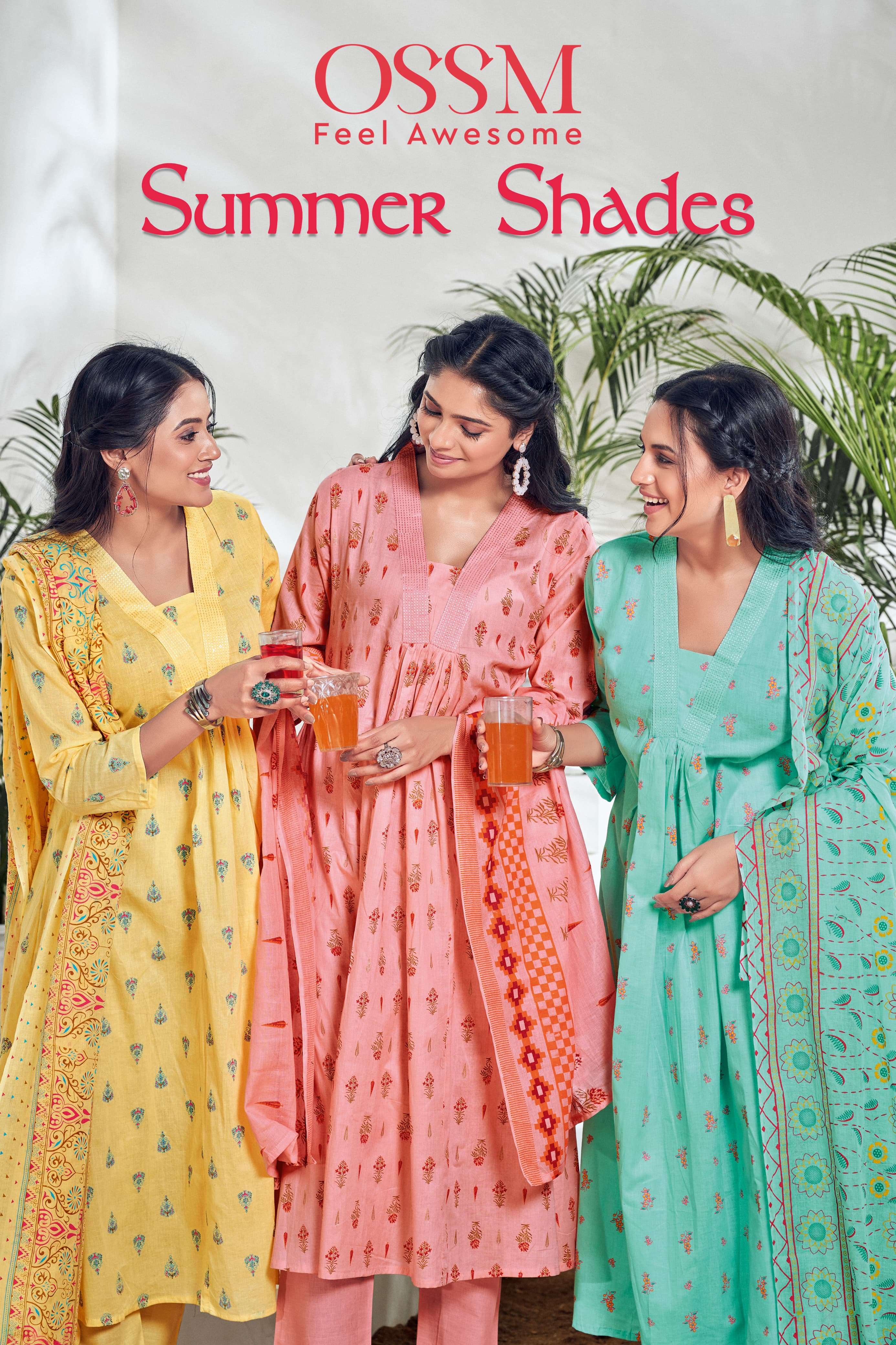 OSSM SUMMER SHADES COTTON PRINTS FANCY KURTI COMBO SET 