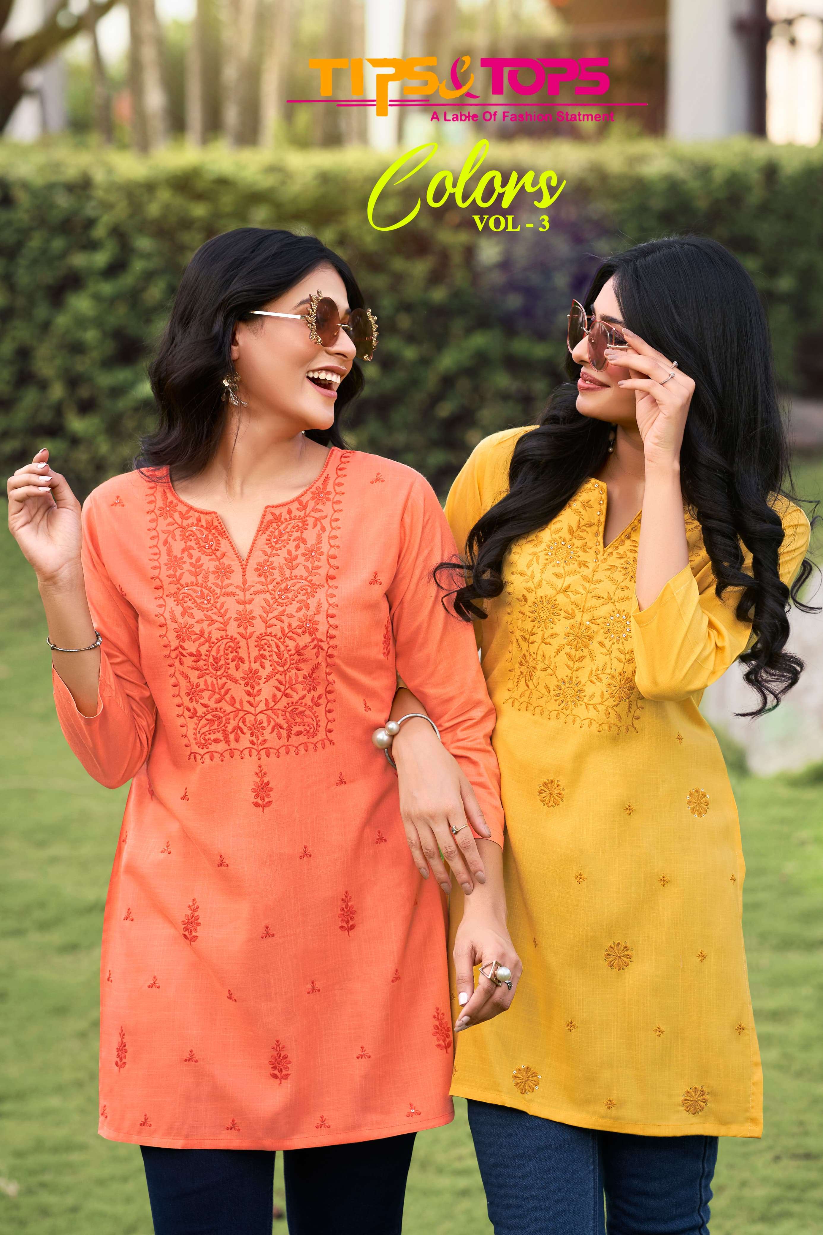 TIPS AND TOPS COLORS  VOL 3 RAYON FANCY SHORT KURTI