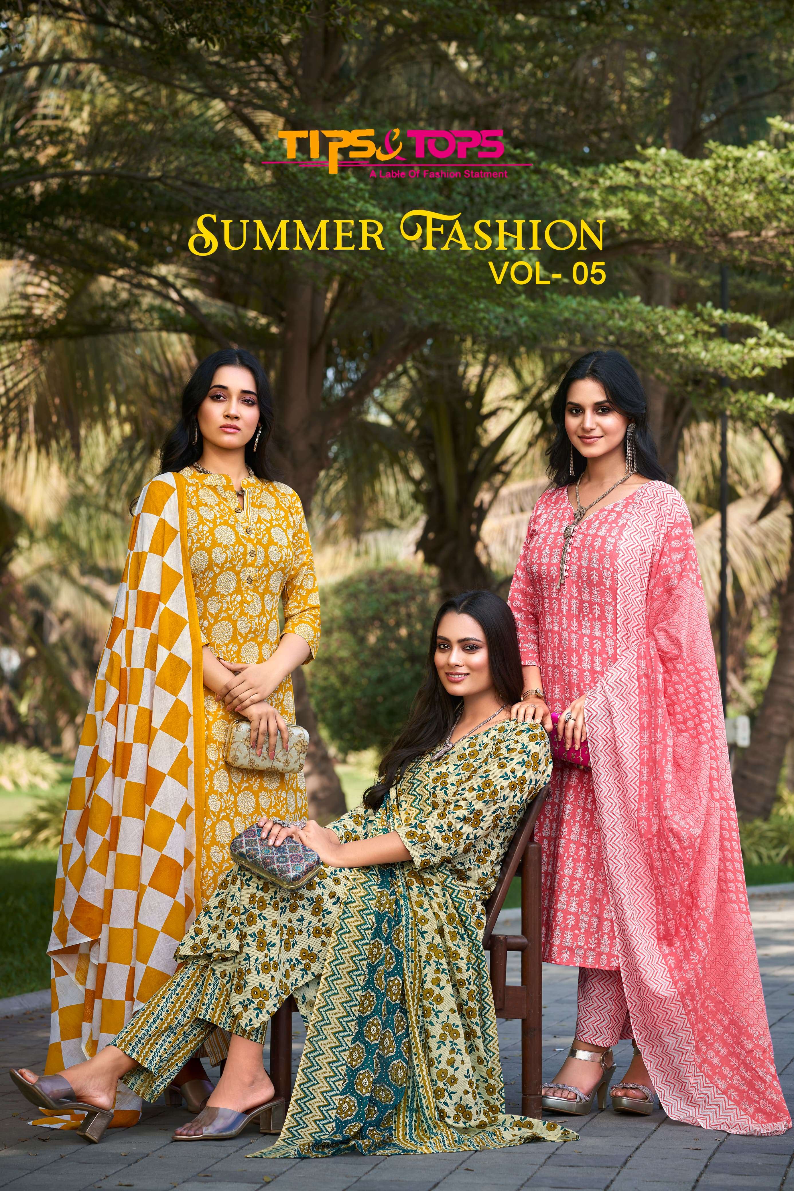 TIPS AND TOPS SUMMER FASHION VOL 5 COTTON PRINT KURTI COMBO SET 