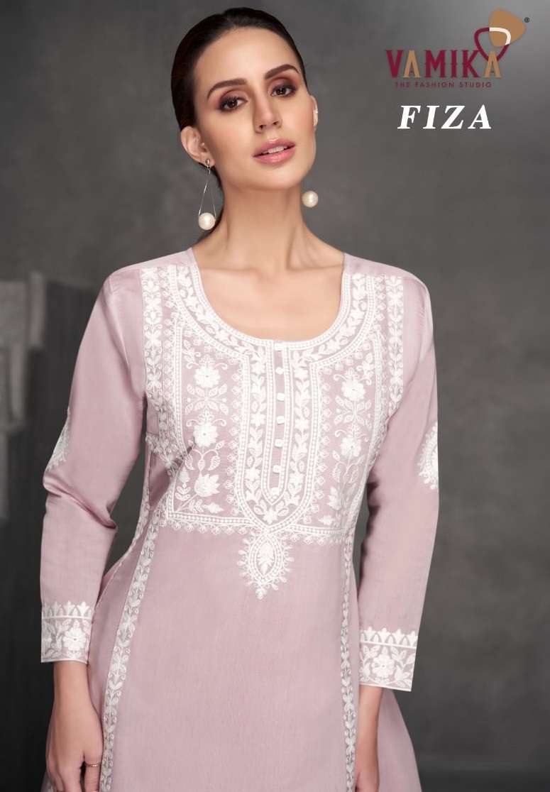 VAMIKA FIZA VISCOSE LUCKNOWI DESIGNER KURTI WITH BOTTOM SET 