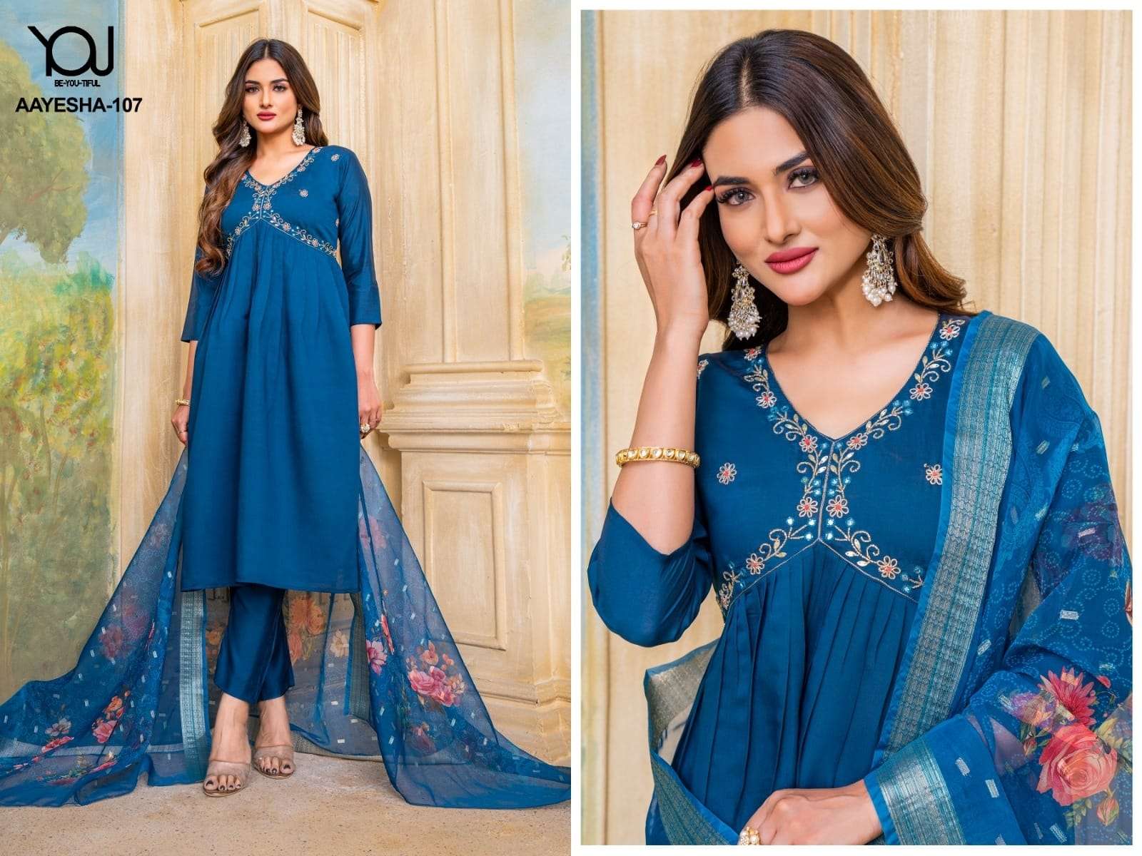 WANNA AAYESHA ALIYA CUT PATTERN DESIGNER KURTI COMBO SET 