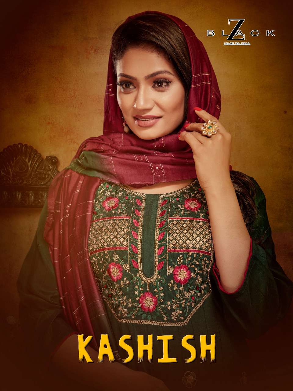 Z BLACK FASHION KASHISH FANCY DESIGNER  KURTI COMBO SET 